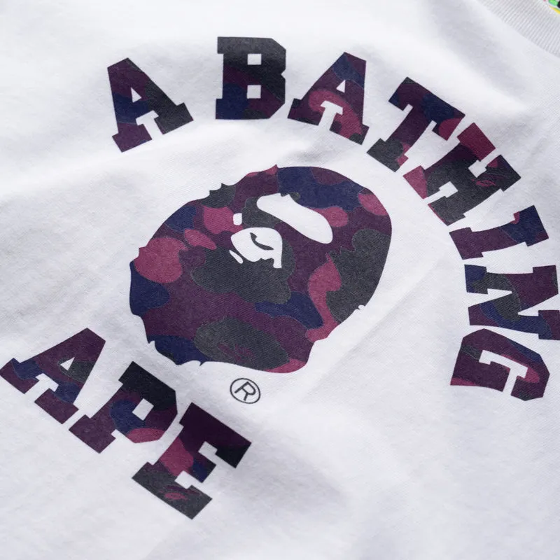off-season A Bathing Ape Color Camo College Tee - White/Purple