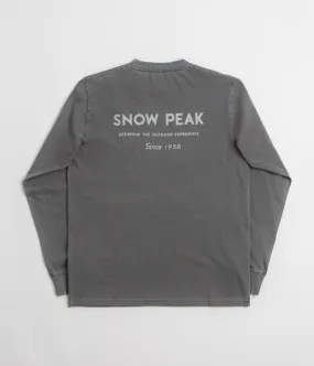 Snow Peak Garment Dyed Long Sleeve T-Shirt - Charcoal Trendy Fashion full-length legs