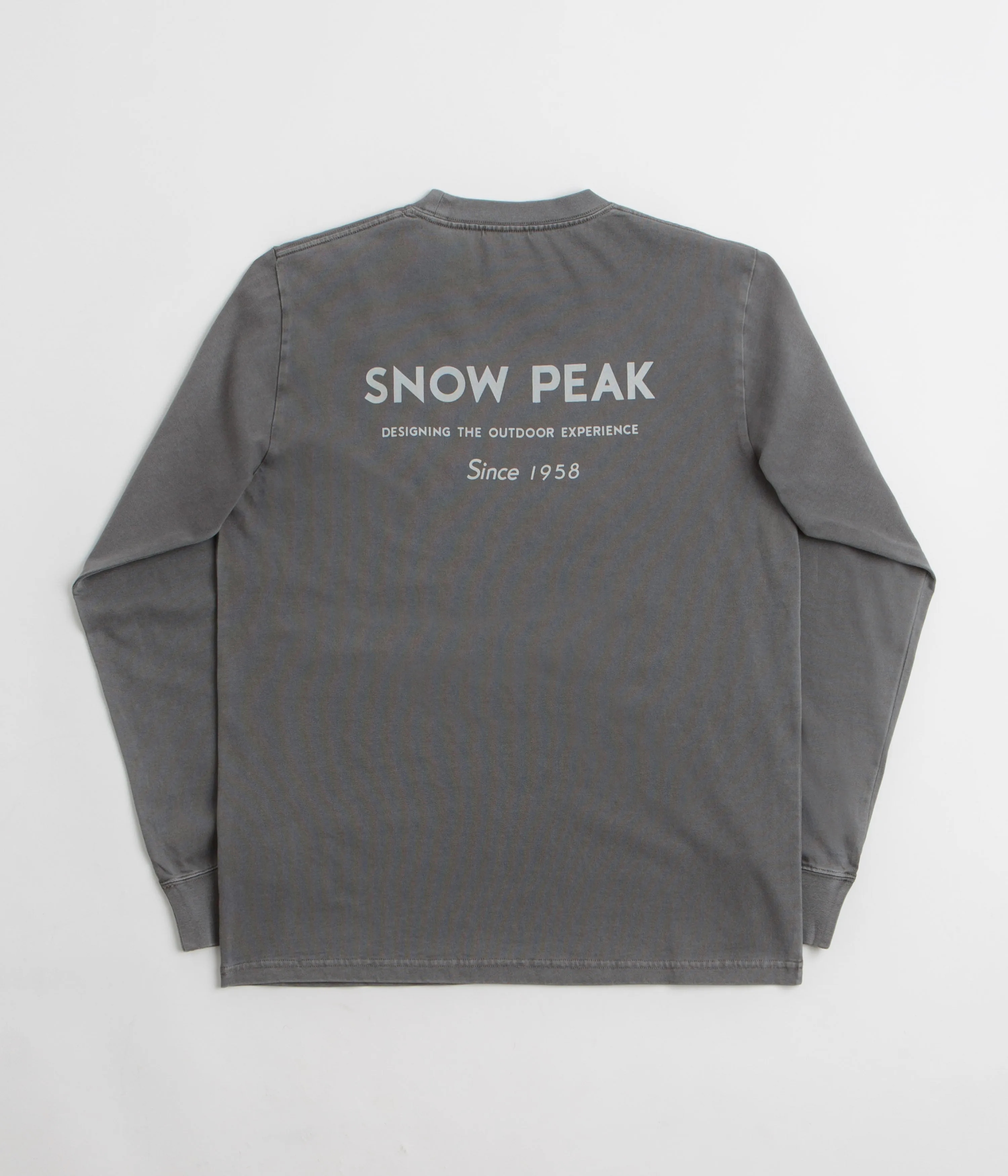 Snow Peak Garment Dyed Long Sleeve T-Shirt - Charcoal Trendy Fashion full-length legs