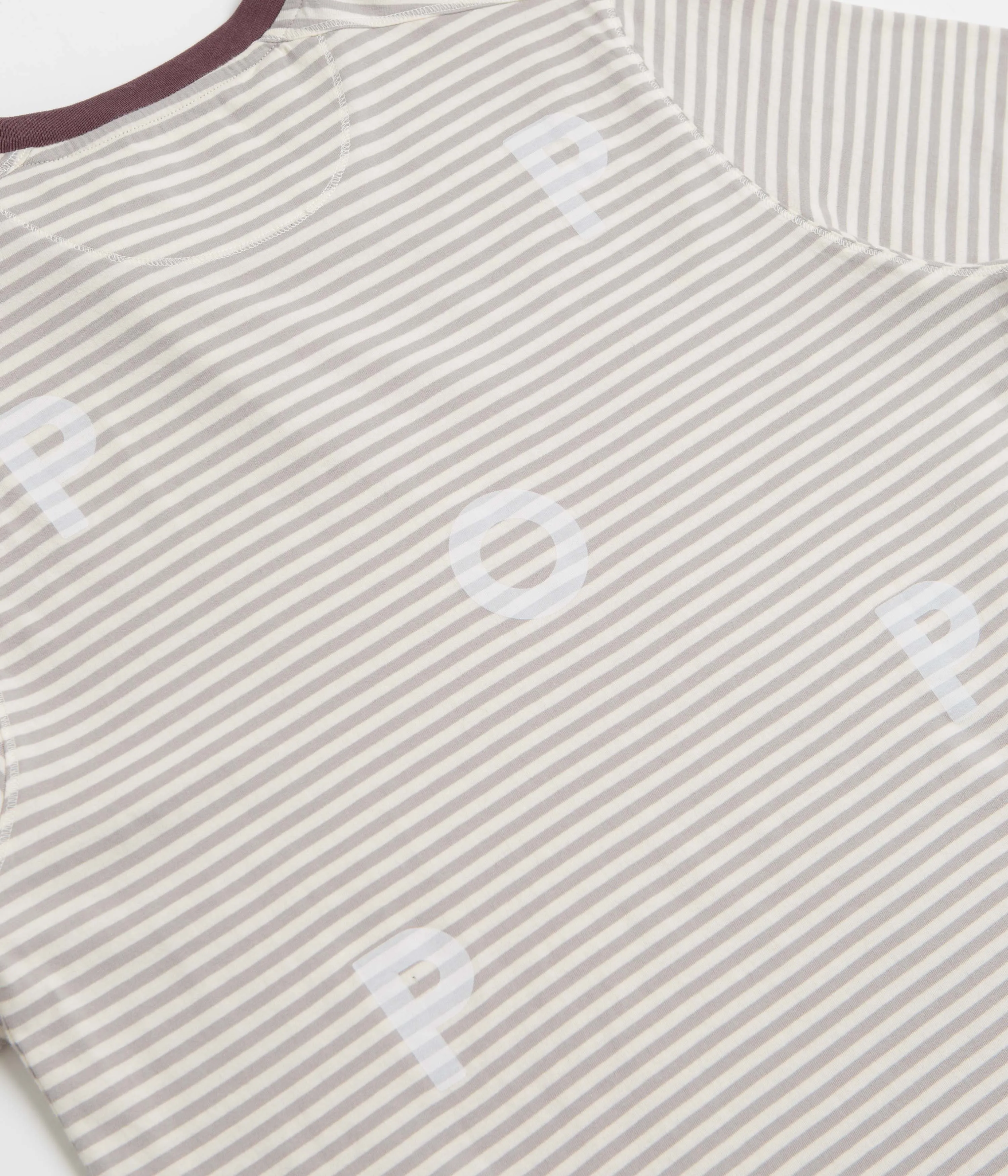Pop Trading Company Striped Logo T-Shirt - Quarry Sturdy stitching