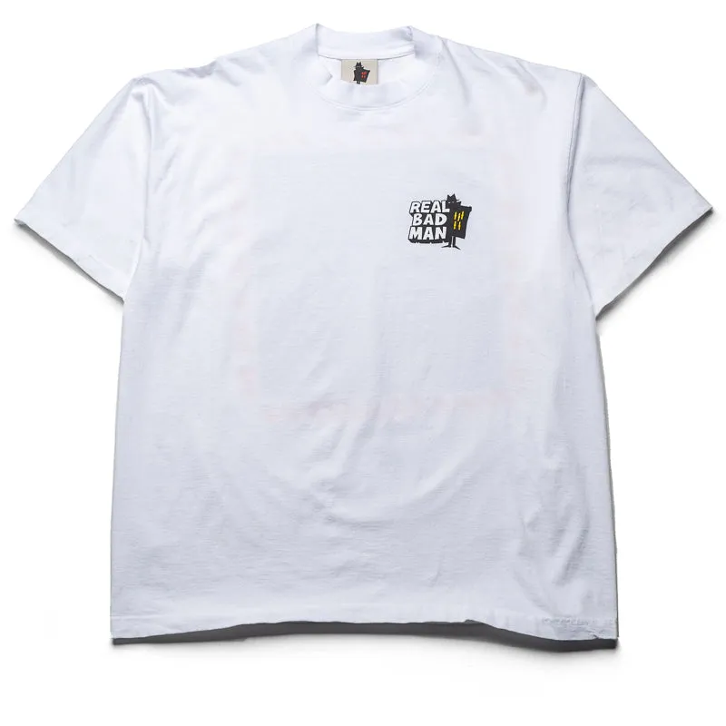 Real Bad Man Masked Men Tee - White Athletic Look Pilates