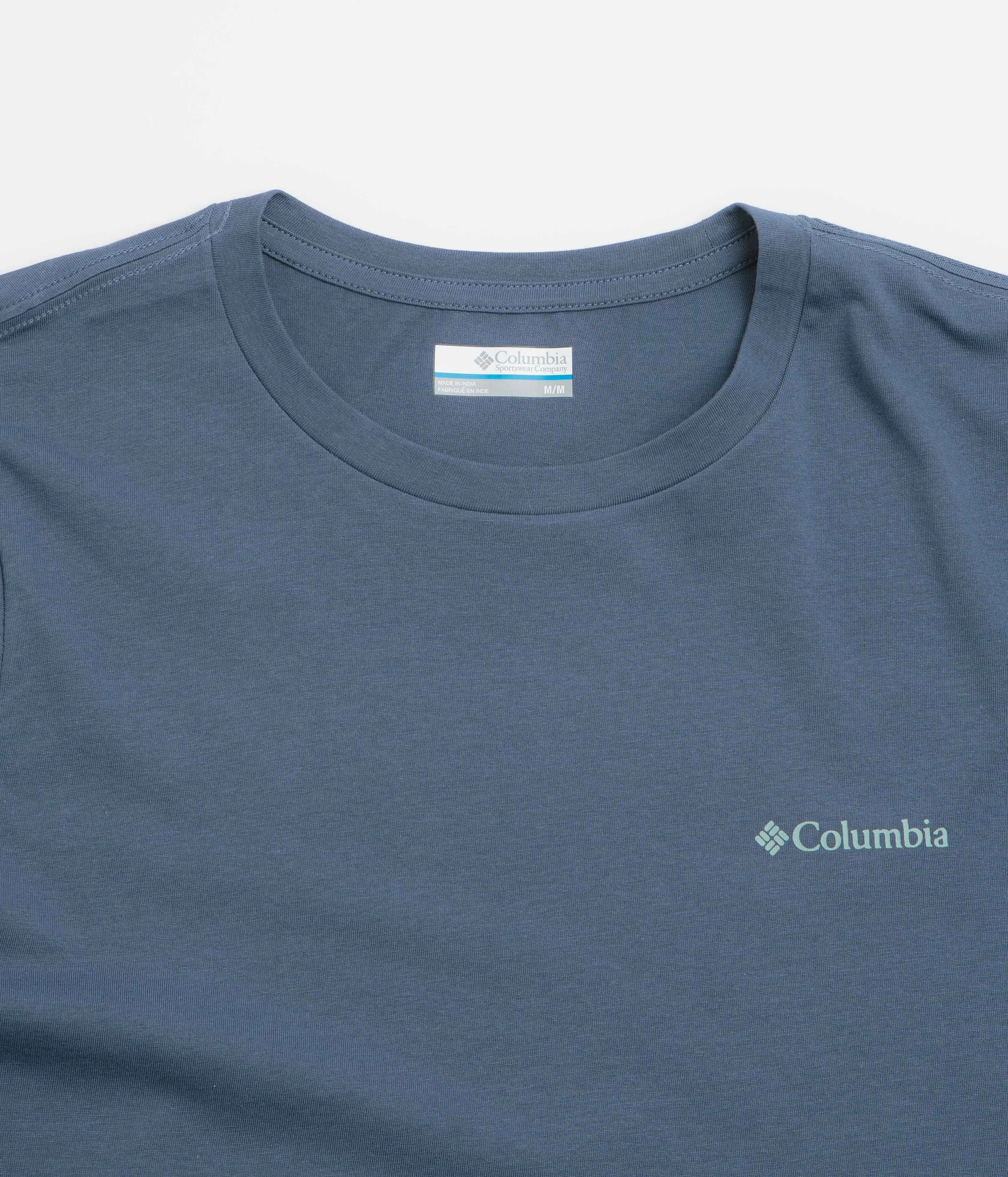 Columbia Rapid Ridge Back Graphic II T-Shirt - Dark Mountain / Amazing Heights Work Attire flare pants silhouette