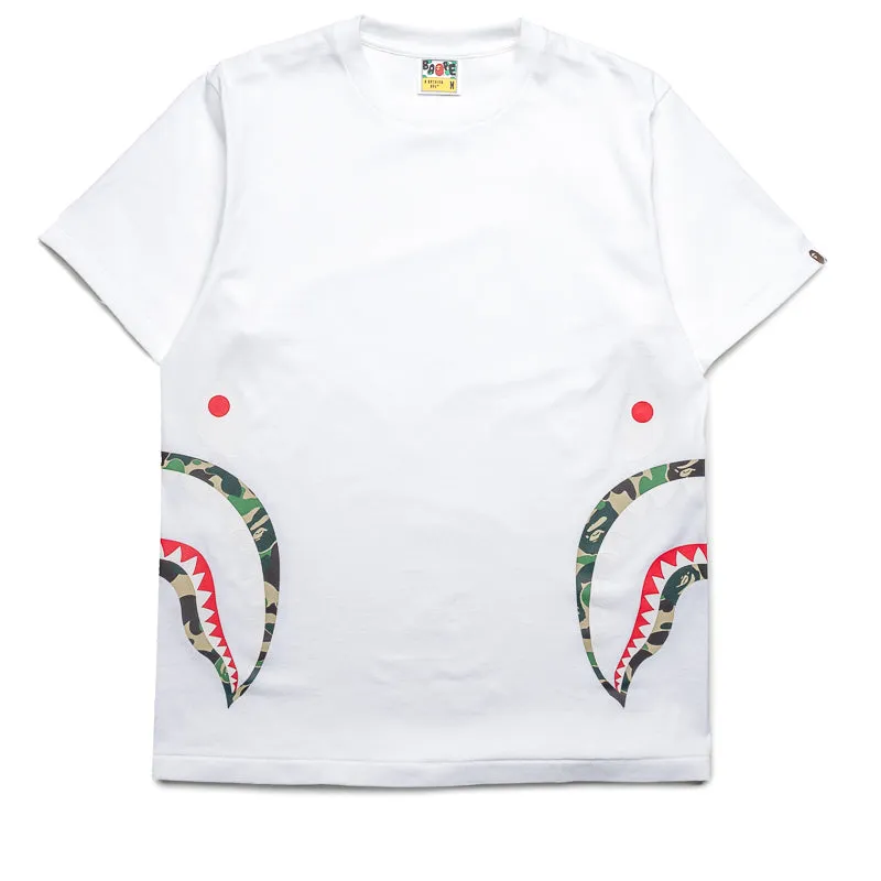 A Bathing Ape ABC Camo Side Shark Tee - White/Green suitable for all genders Sneakers