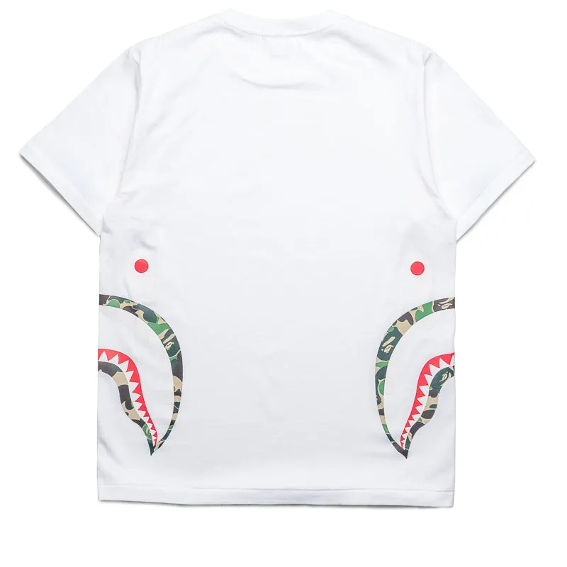 A Bathing Ape ABC Camo Side Shark Tee - White/Green Wrinkle Resistant Wrinkle-Resistant