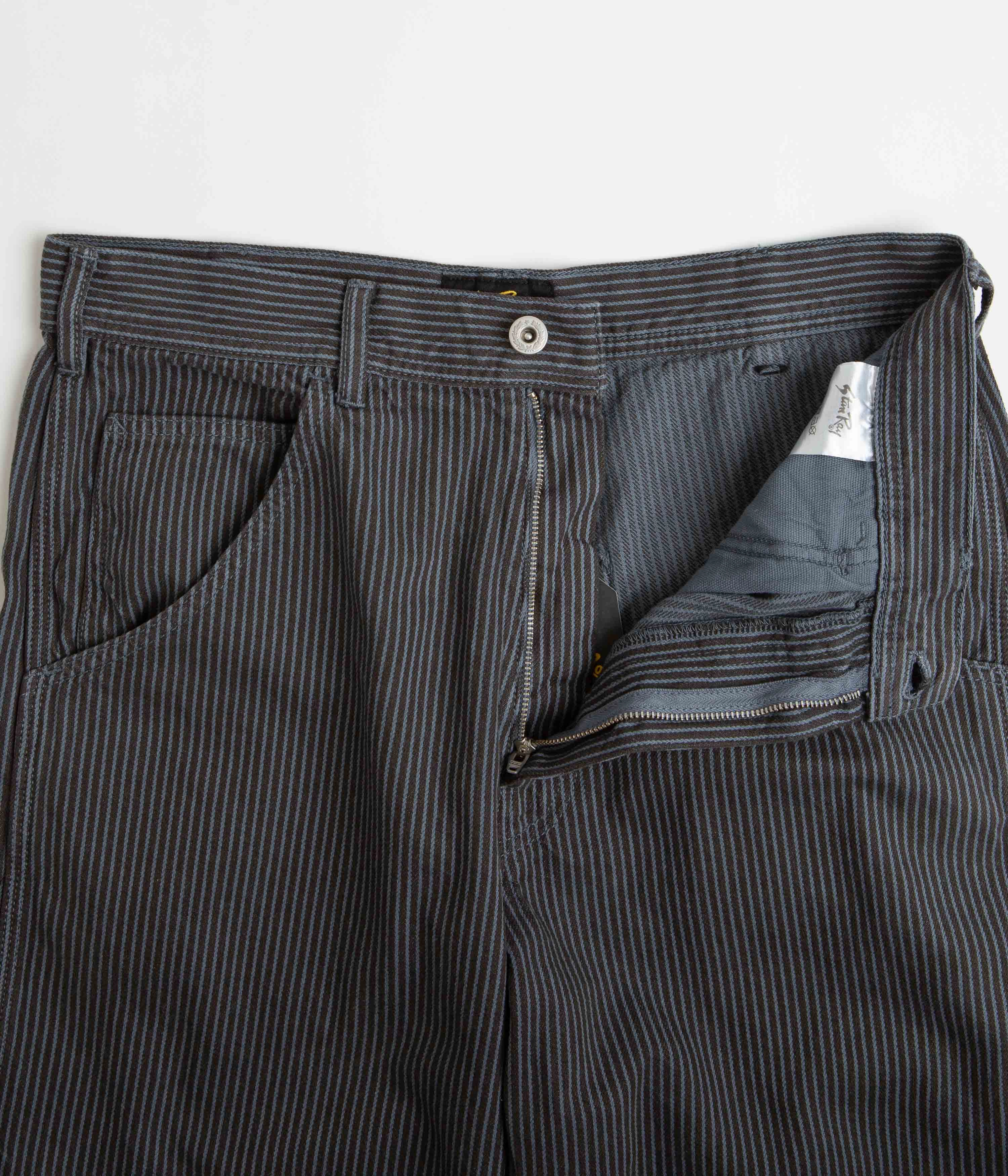 Striped Pattern AdjustableDrawstring Stan Ray OG Painter Pants - Black Overdye Hickory
