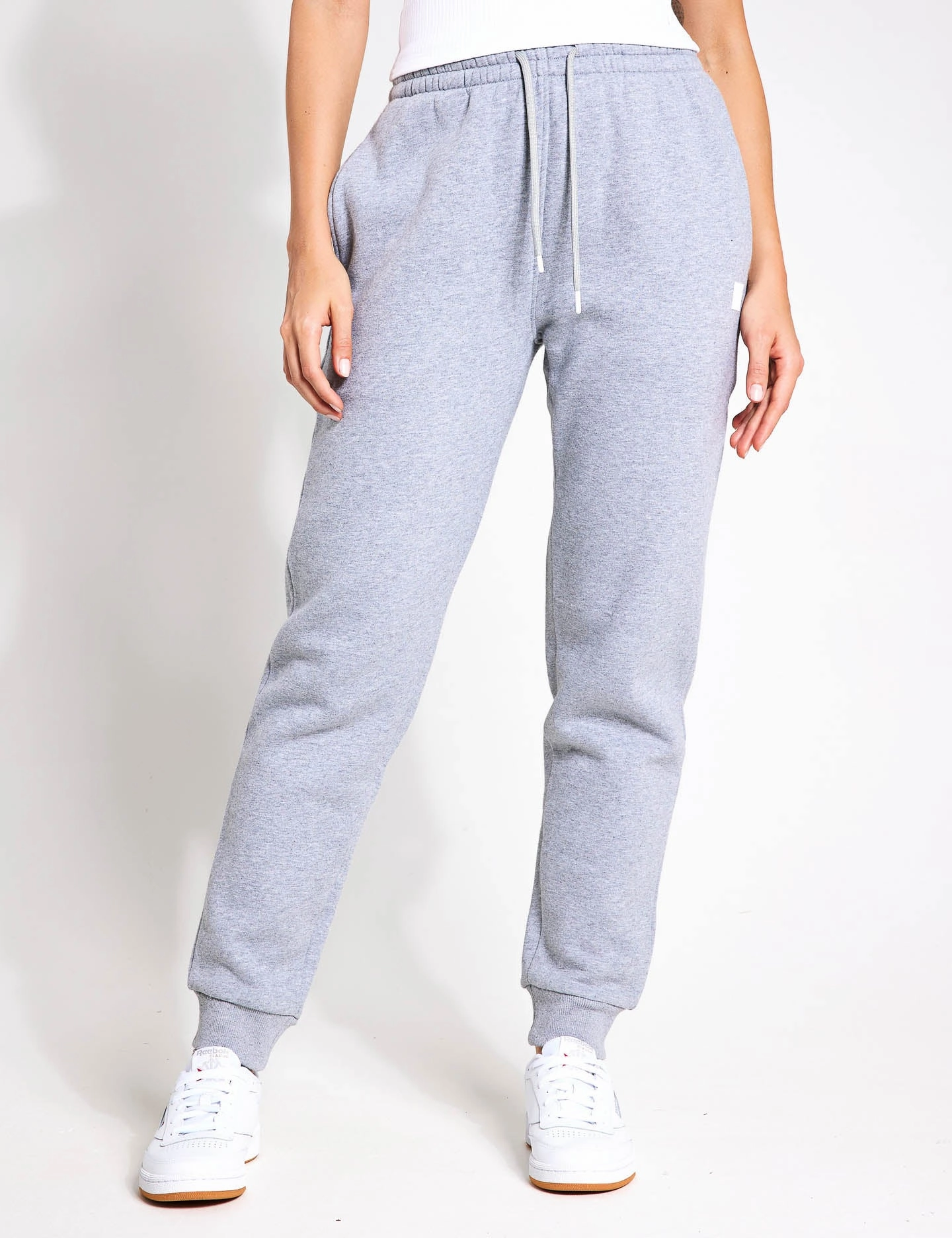 Millie Slim Fleece Track Pant - Grey Marl Flexible Knee Gusset