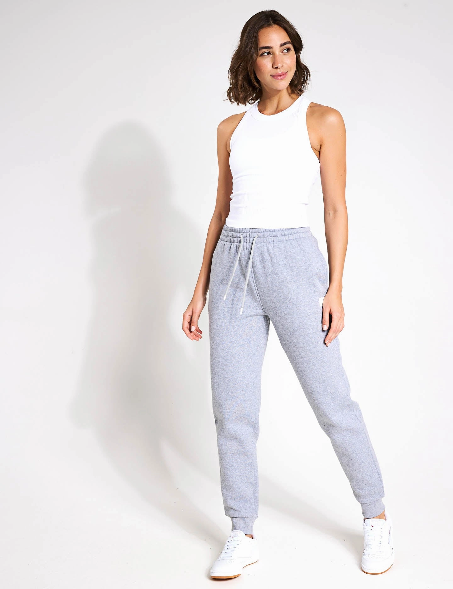 Seamless construction Millie Slim Fleece Track Pant - Grey Marl