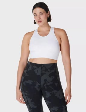 Stamina Seamless Sports Bra - White Adjustable Design