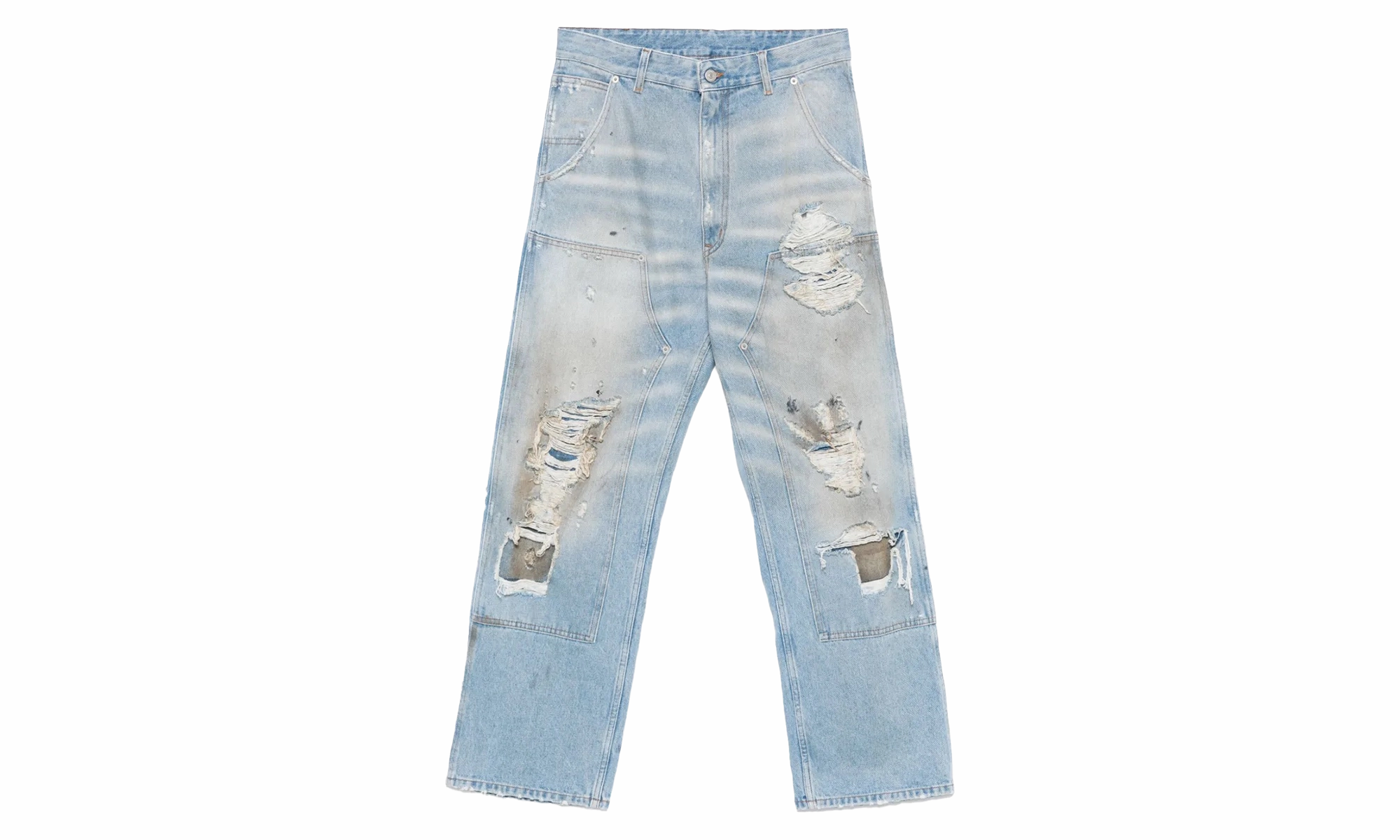 Lightweight Construction Distressed Blue Jeans "Blue"