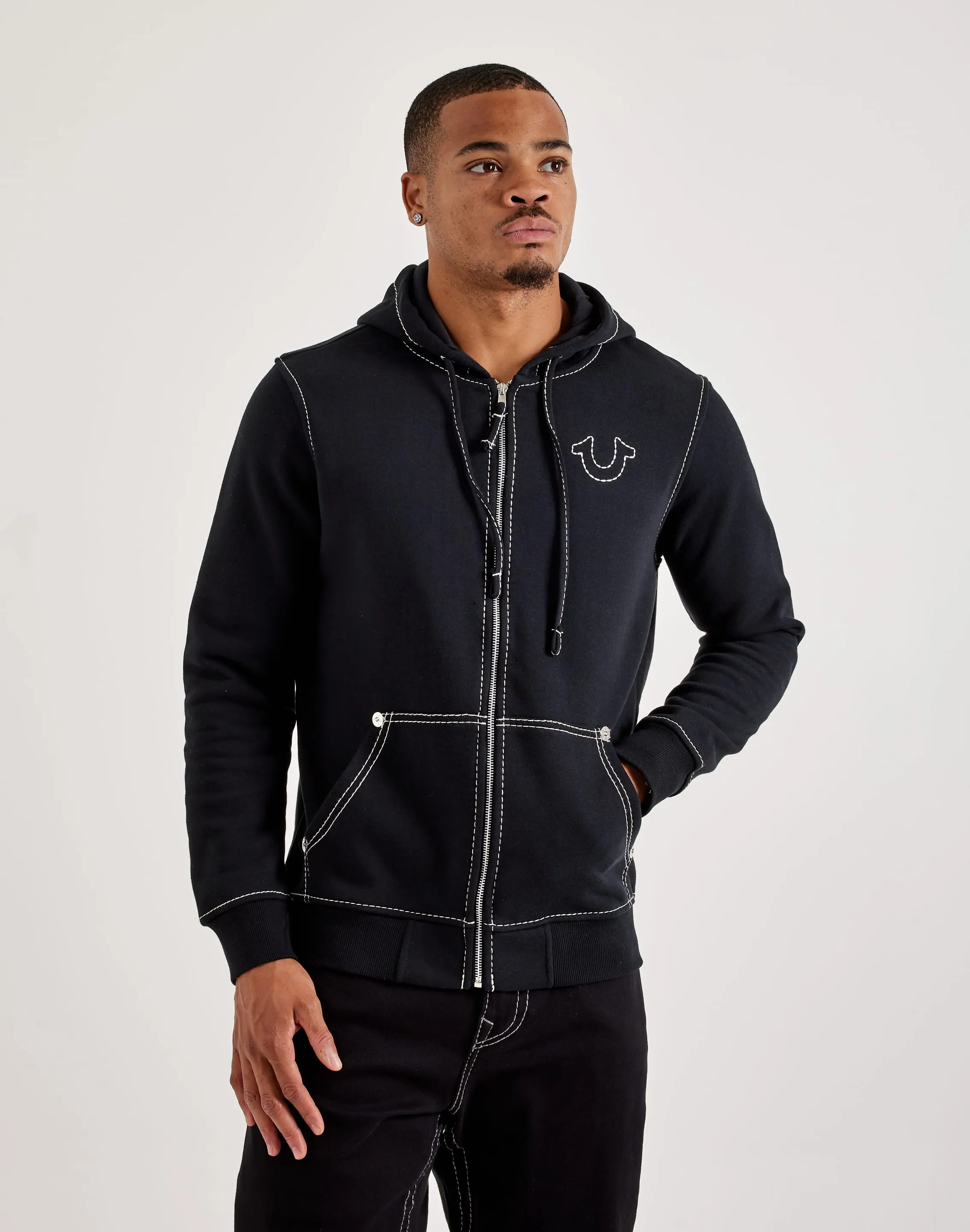 True Religion Big T Full-Zip Fleece Hoodie Club Mode