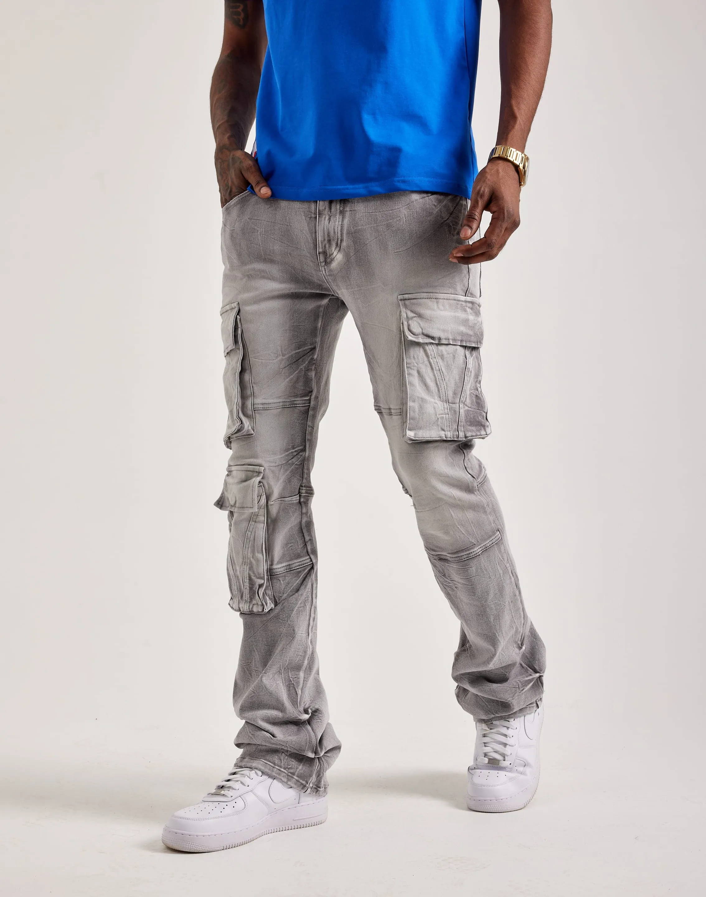 Smoke Rise Utility Pocket Cargo Jeans Serene Ease Glam Night