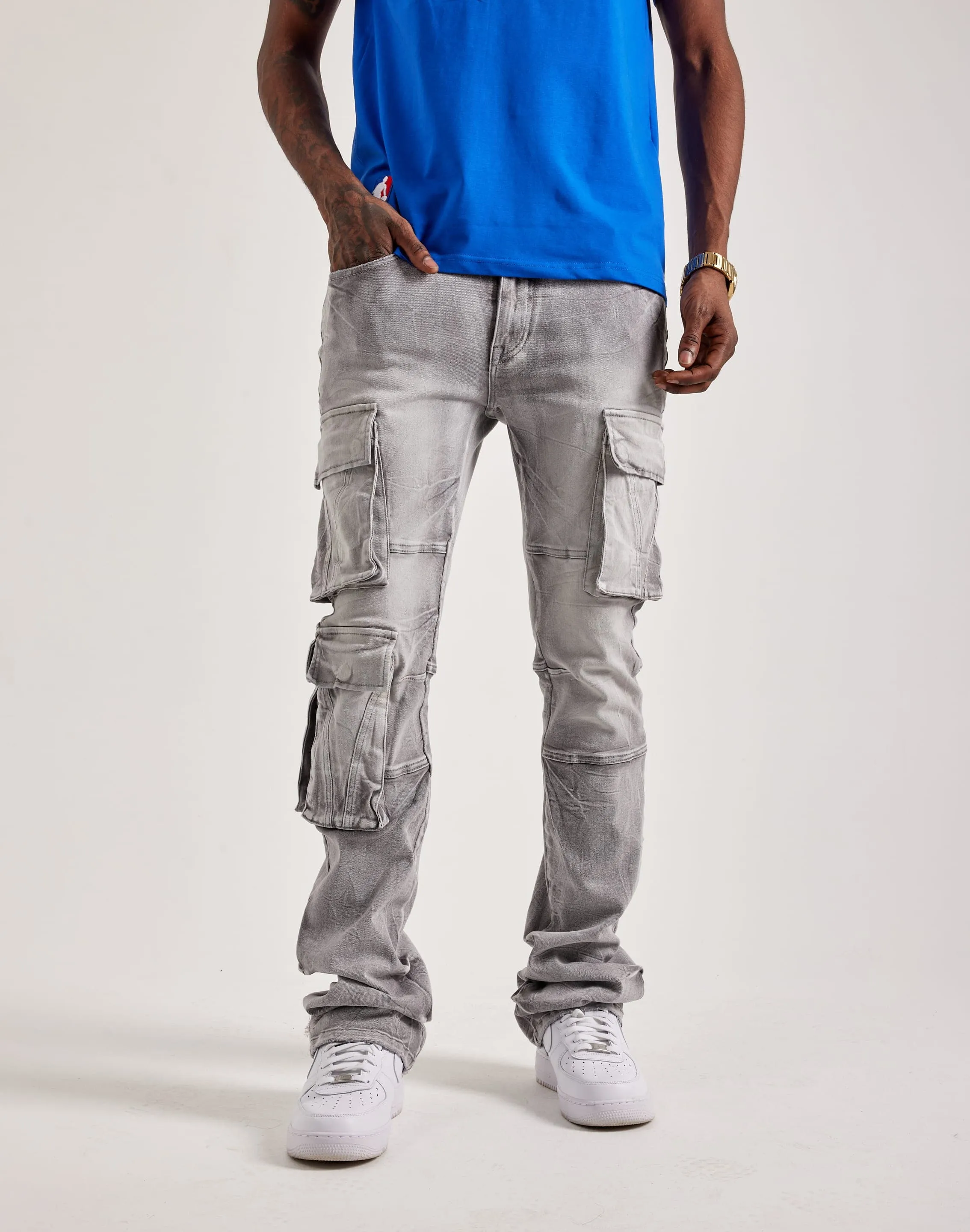 Royal Charm Smoke Rise Utility Pocket Cargo Jeans