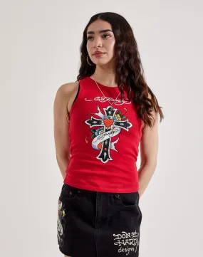 Aerated Seam Placement Ed Hardy Cross Rhinestone Rib Tank Top