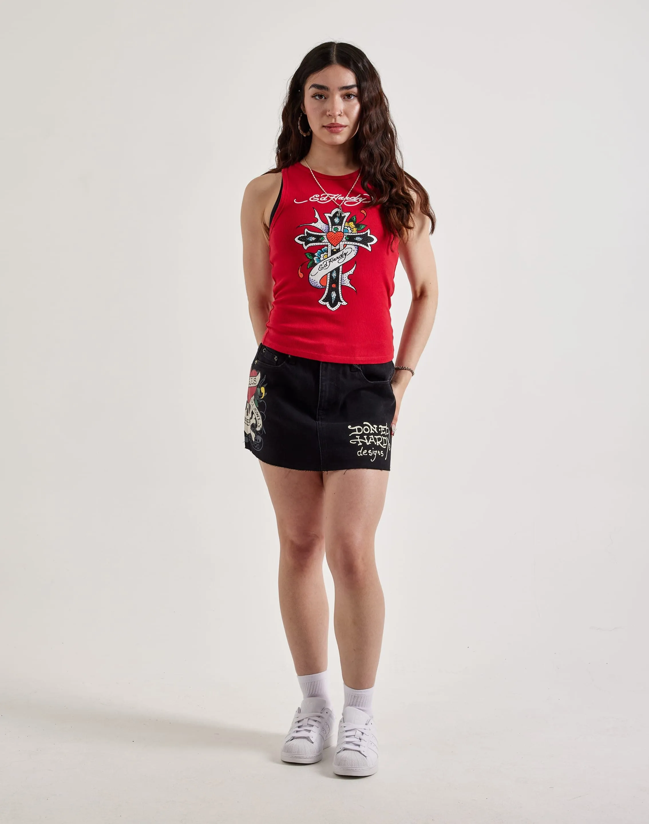 Ed Hardy Cross Rhinestone Rib Tank Top ConvertibleStyle