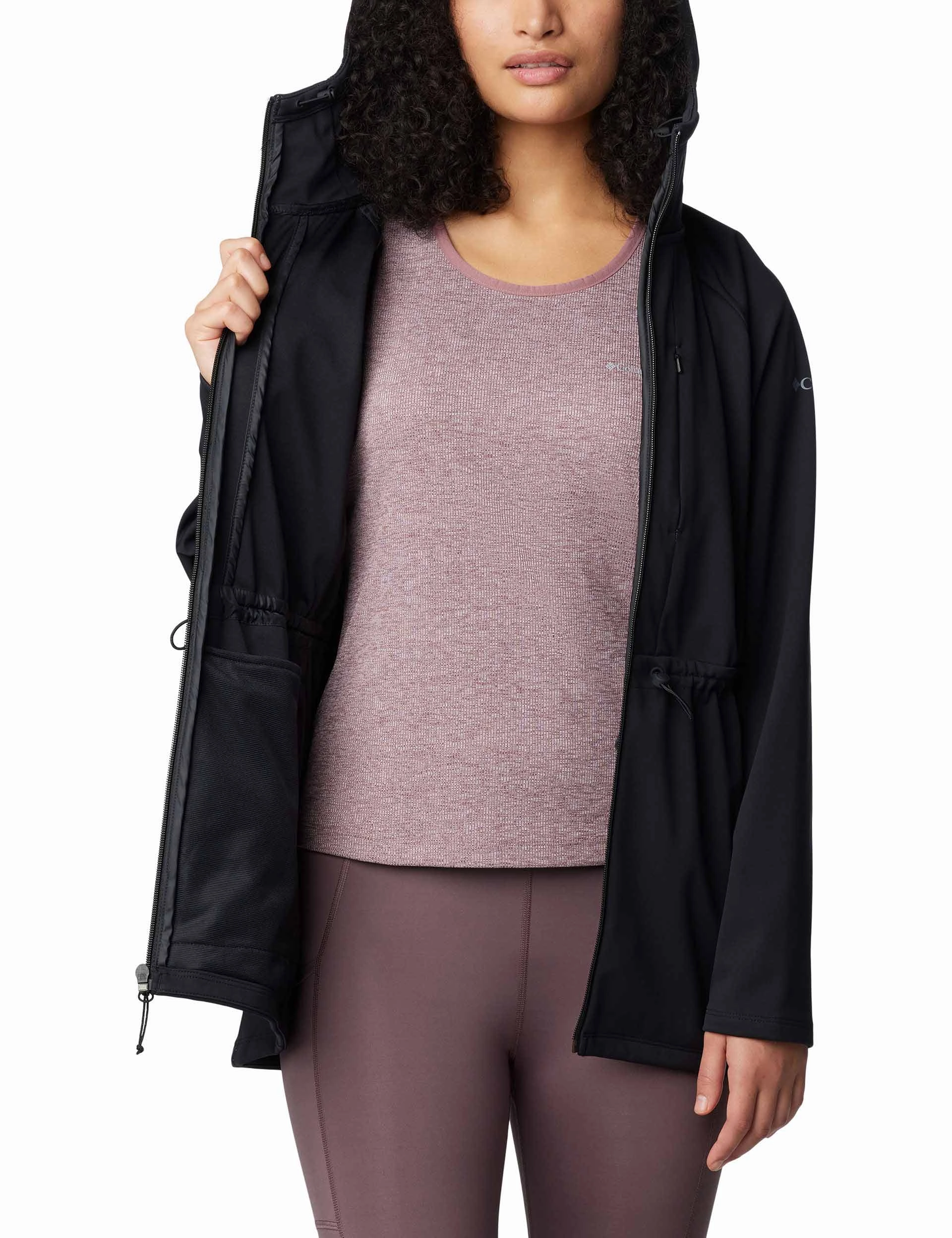 Adjustable Hem Ergonomic Fit Flora Park II Mid Softshell Jacket - Black