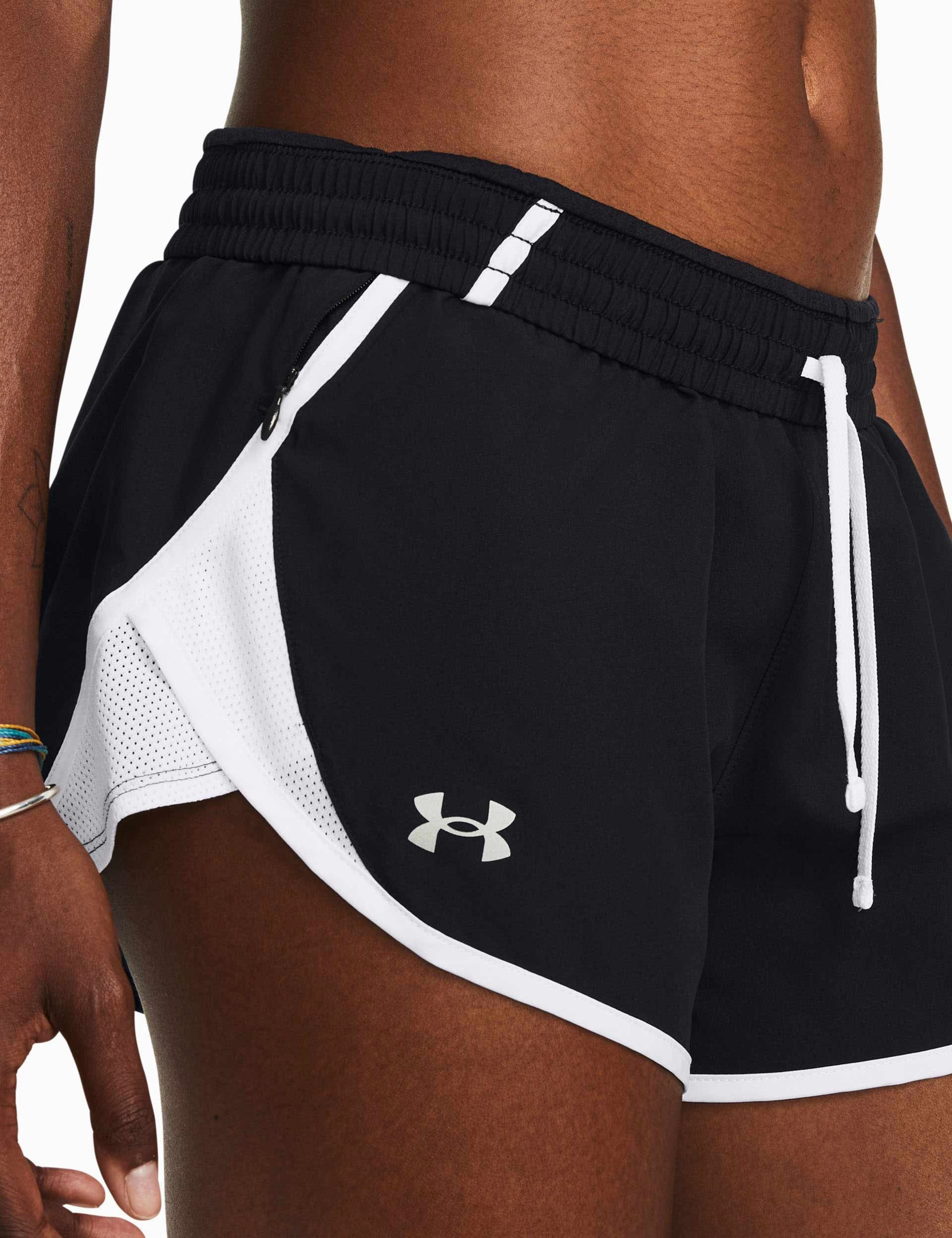 Fly-By 3" Shorts - Black/White tumble dry Striped Pattern
