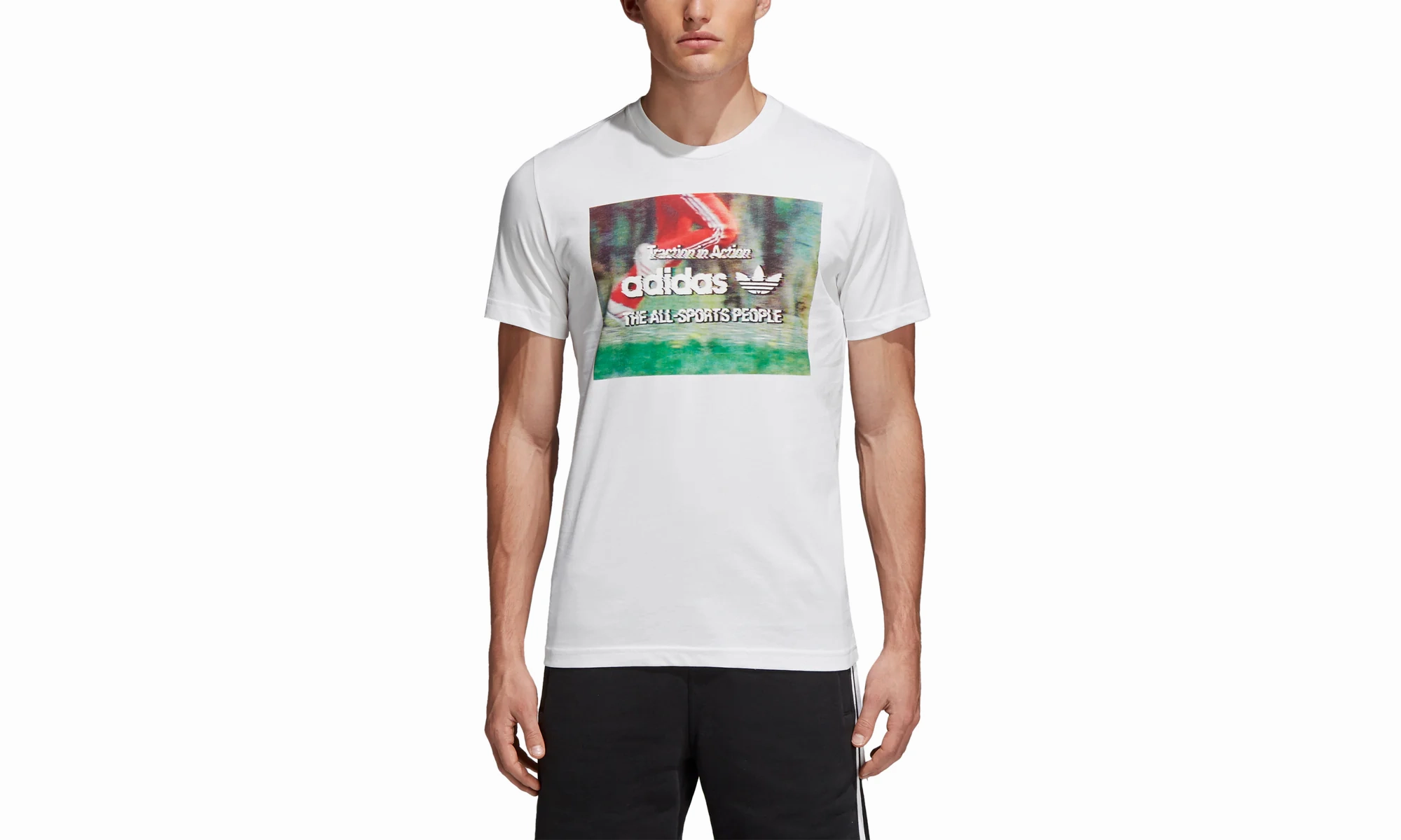 NonRestrictive Movement MultiFunctional Pockets Originals Traction In Action Photo Tee "White / Multicolor"