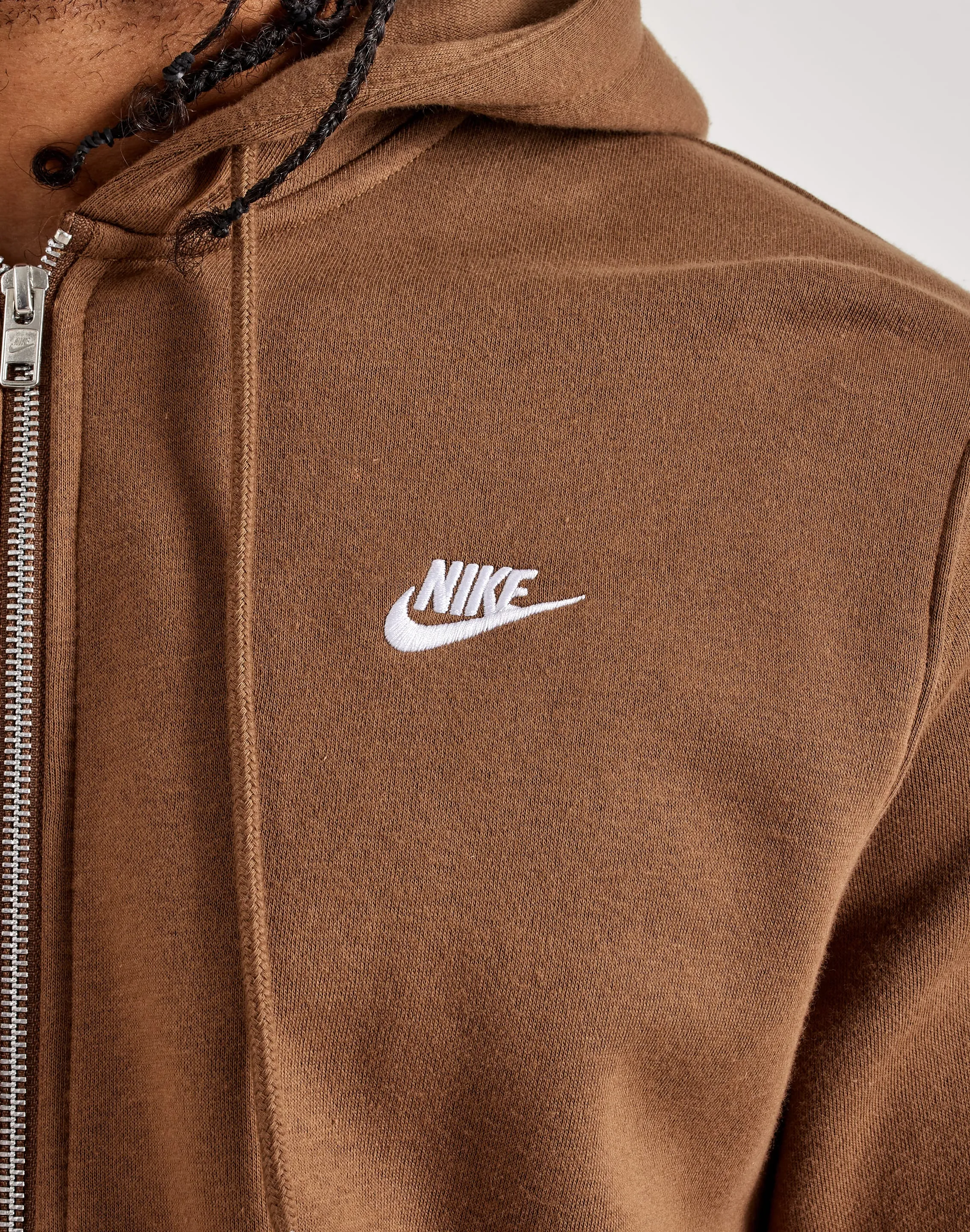 Nike Club Full-Zip Fleece Hoodie ElasticCuffDesign Colorfast Dye