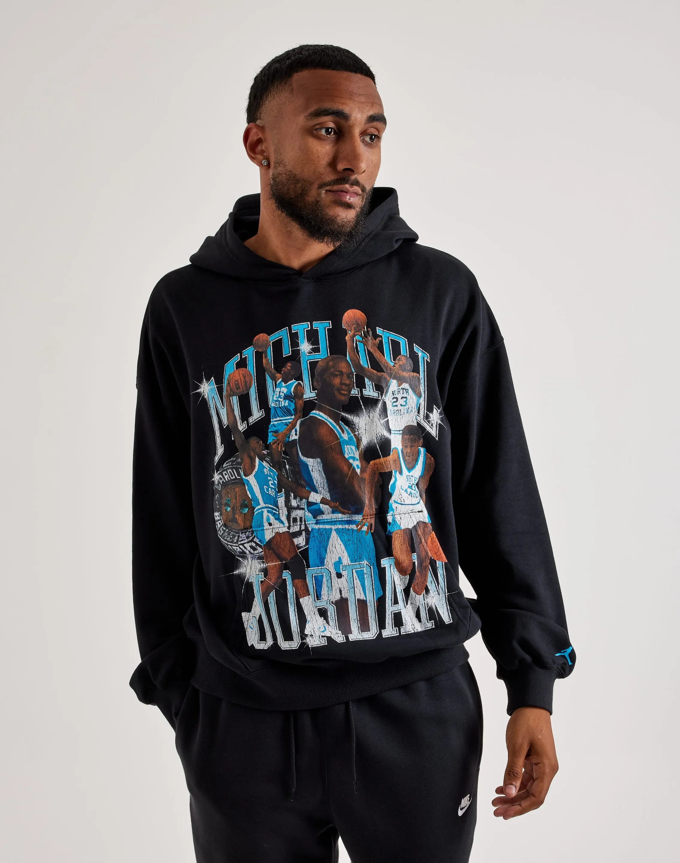 smooth zipper Flexible Material Jordan Flight Oversized Pullover Fleece Hoodie