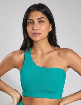 Uma One Shoulder Bra - Peacock Layered Coverage Design