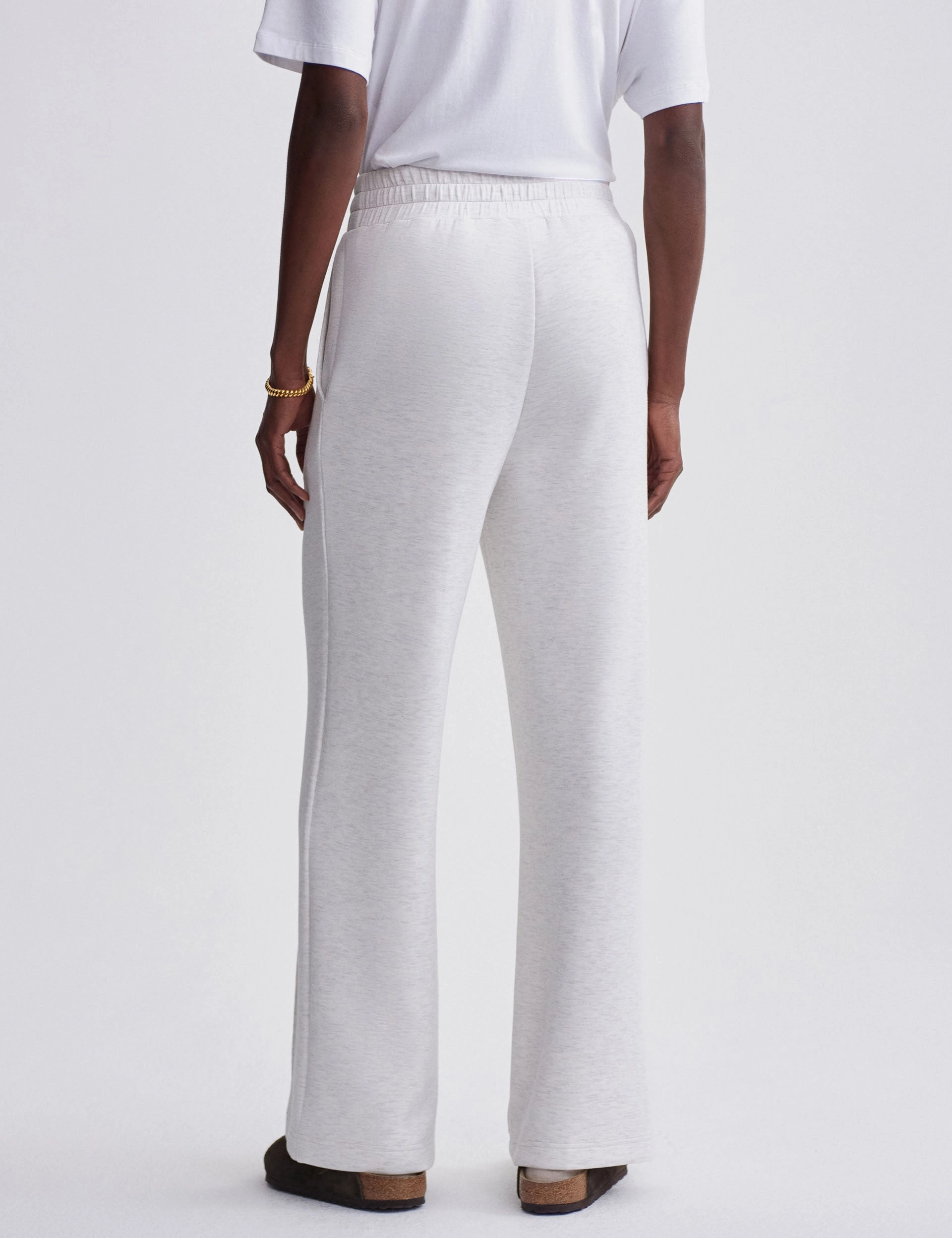 The Wide Leg Pant 30" - Ivory Marl GussetedCrotch Reinforced Stress Points