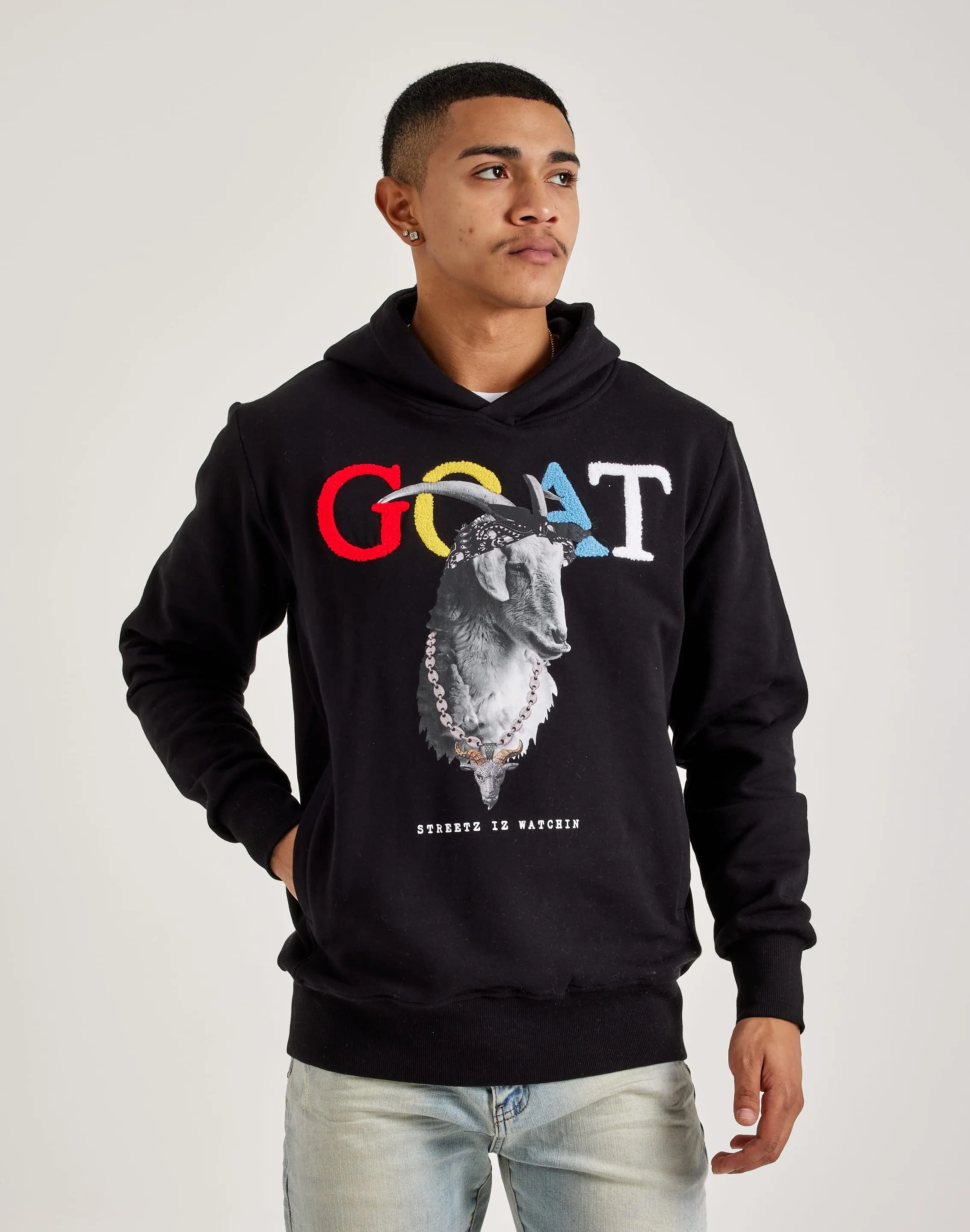 Streetz Iz Watchin Goat Pullover Hoodie Glitter Fit