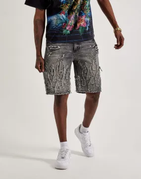 Smoke Rise Flame Applique Shorts Picnic Fun