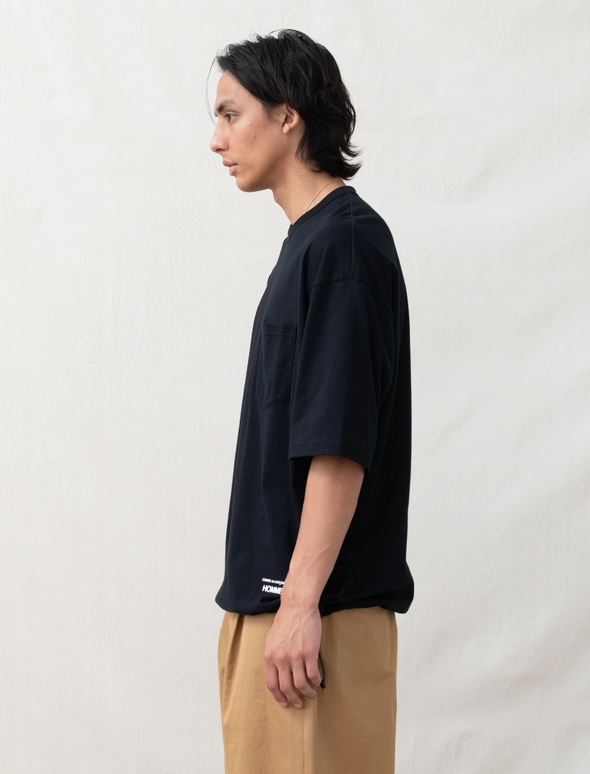 Double Layered Hood Assembly Cinch Pocket Tee (Black)