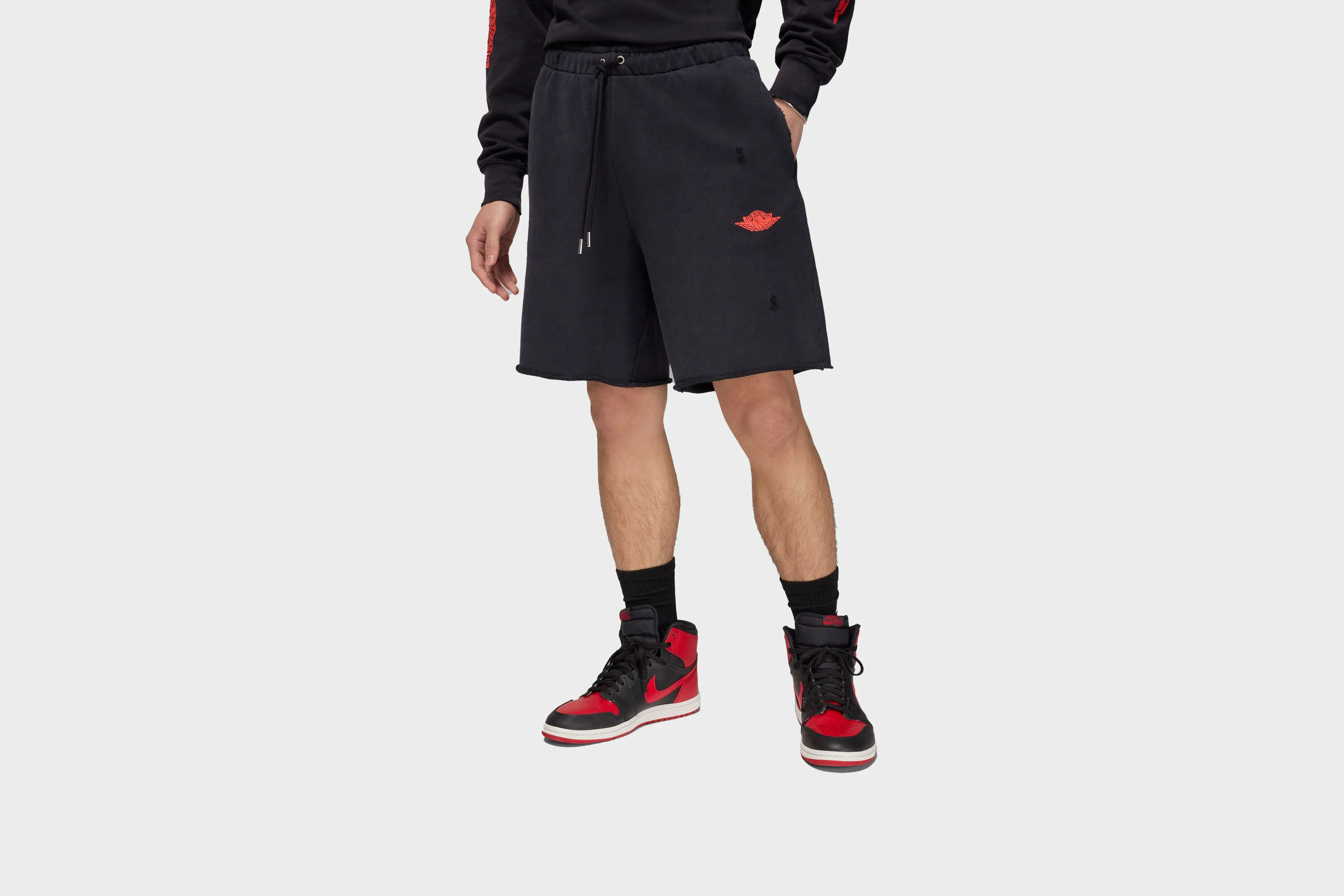 Air Jordan Rare Air French Terry Shorts (Black) Sharp Line Flexible Waistband