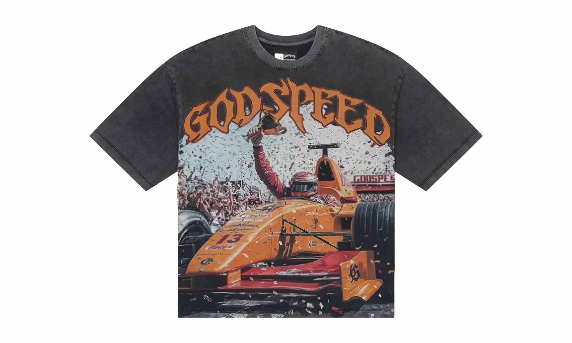 F1 Finishline T-Shirt "Black Wash" Reinforced Stress Points Stretch Ease