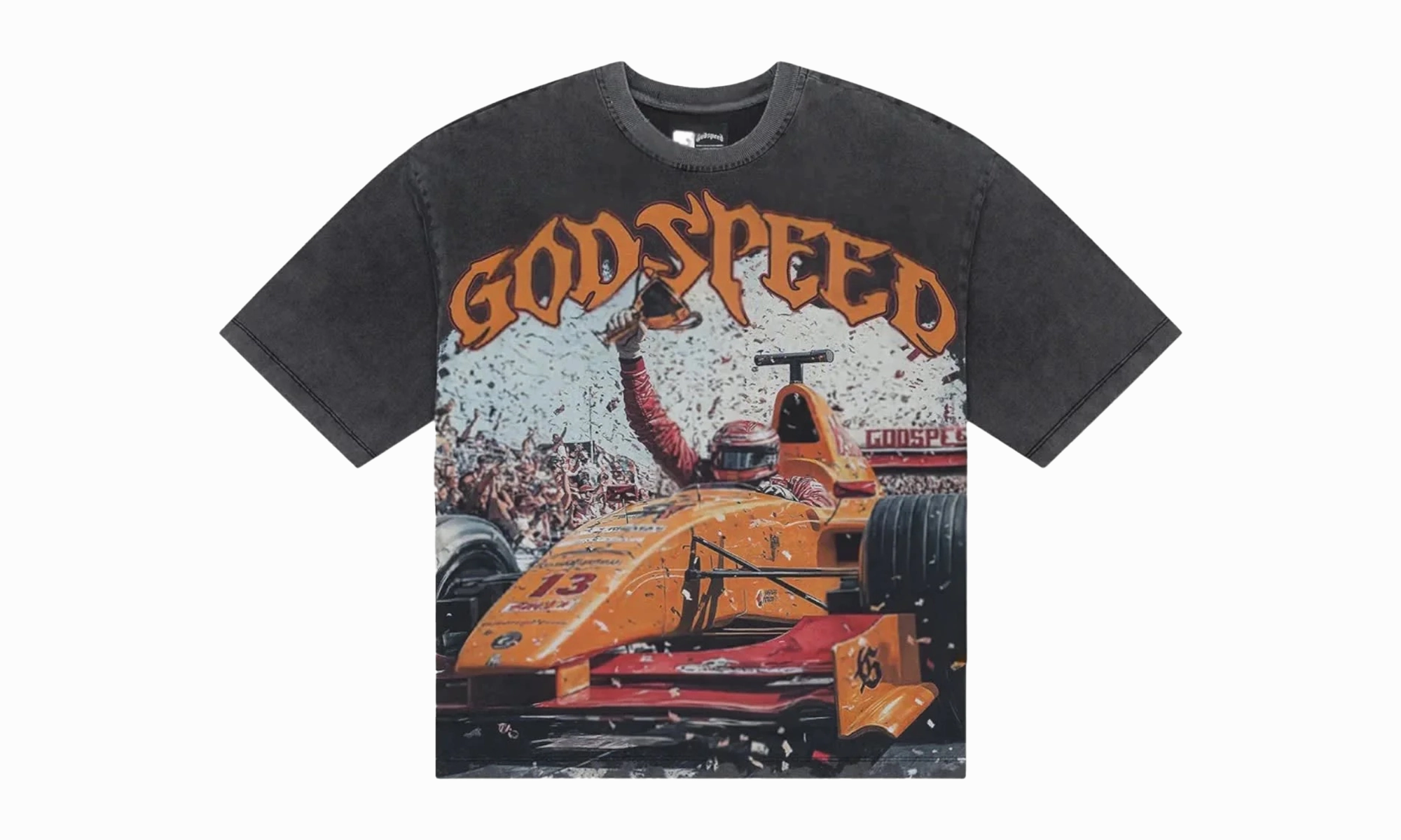 F1 Finishline T-Shirt "Black Wash" Handmade Fit NoSlip Hem