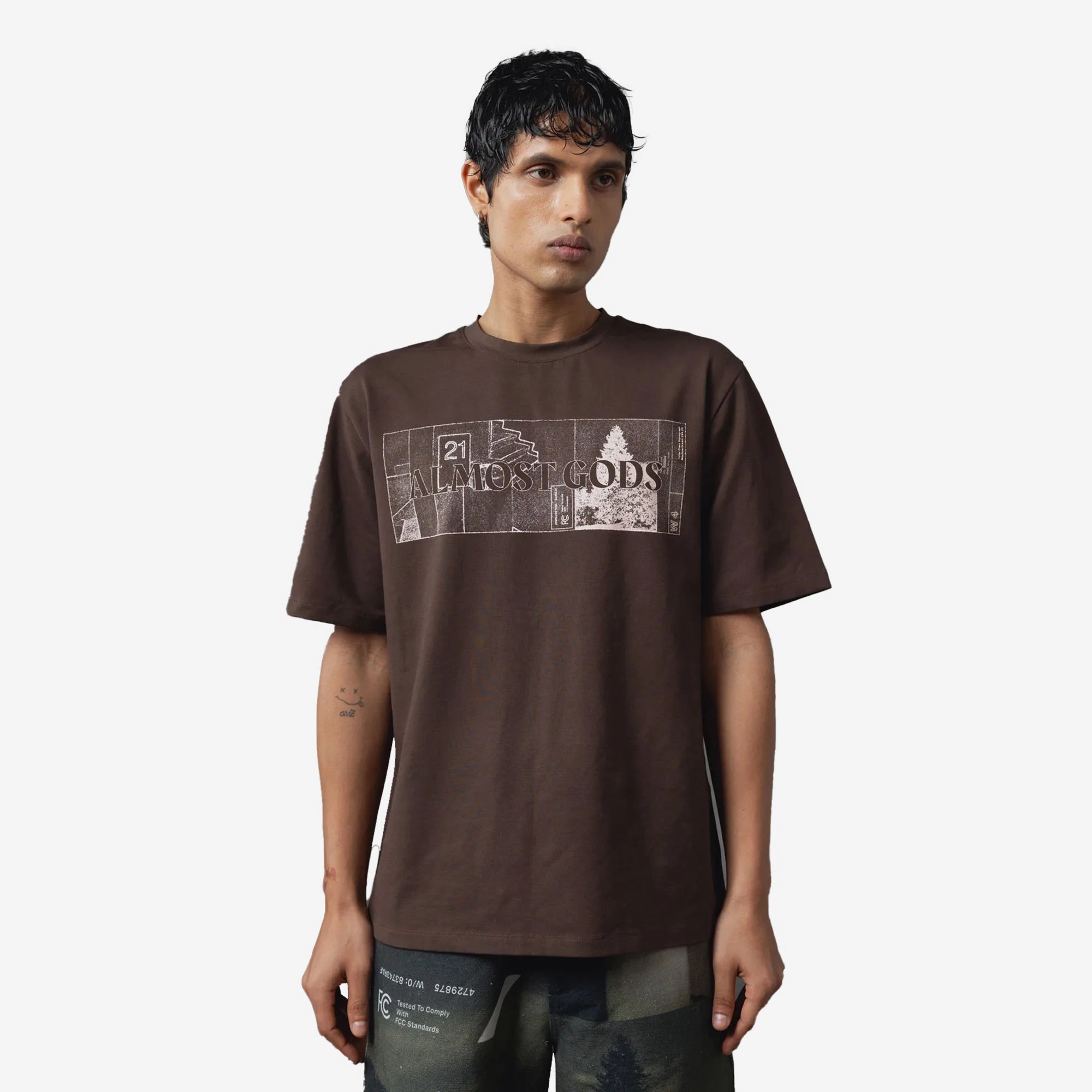 ALMOST GODS | SYSTEM RELAXED TEE { BROWN Morning Ease VersatileStyle