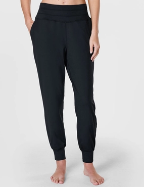 Adjustable Toggle No Ride Up Waist Gaia Yoga Pants - Black