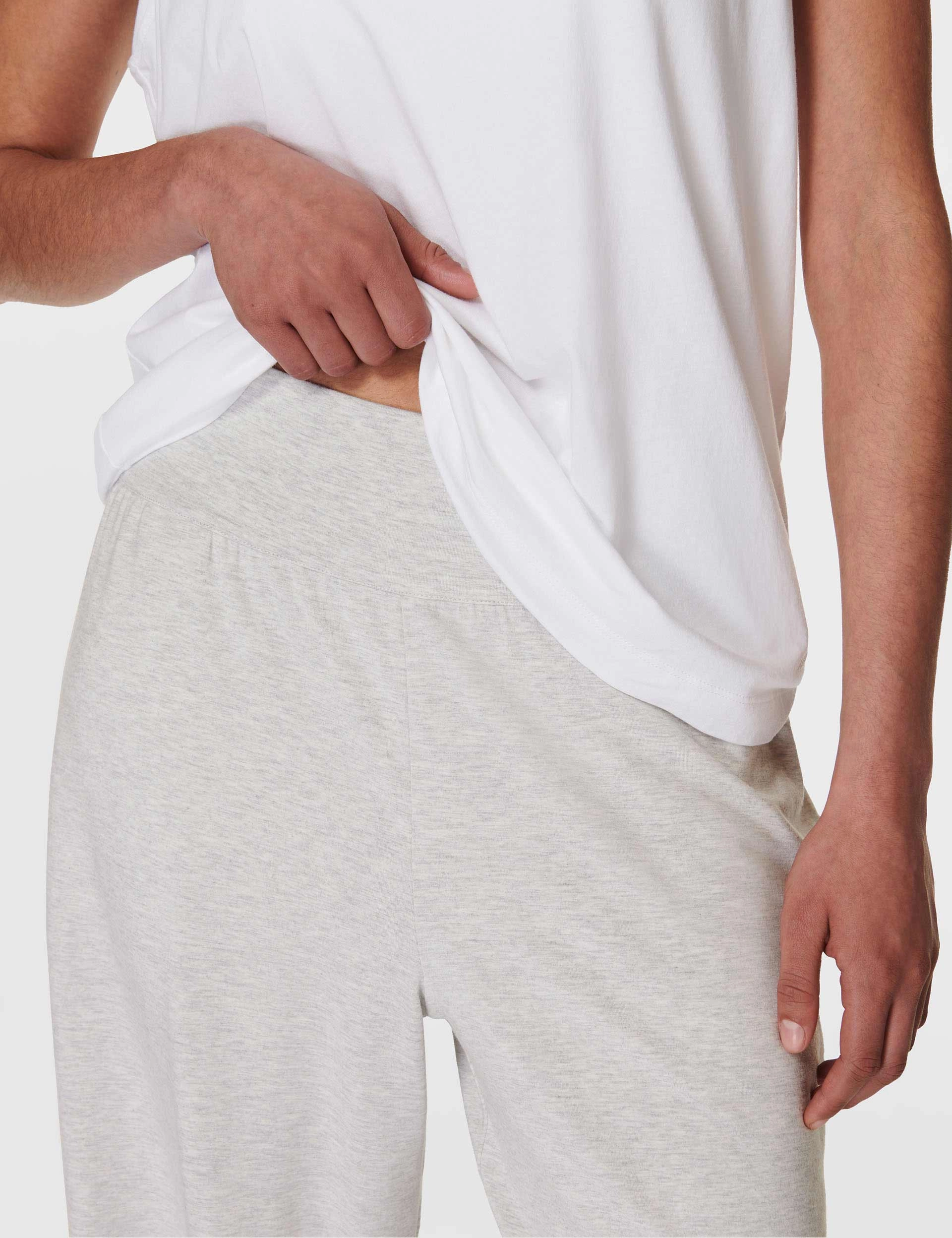 Modal Wide Leg Trousers - Light Grey Marl Moisture Wicking Lining No Ride Up Design