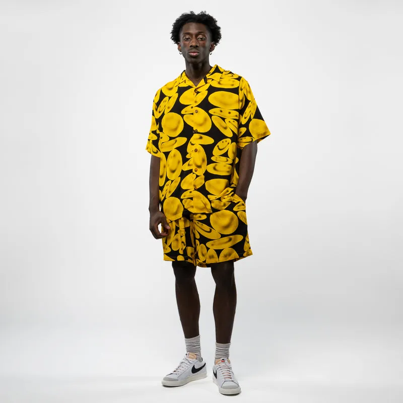 Premium Feel Smart Look Market Afterhours Button Up Shirt - Washed Black/Yellow