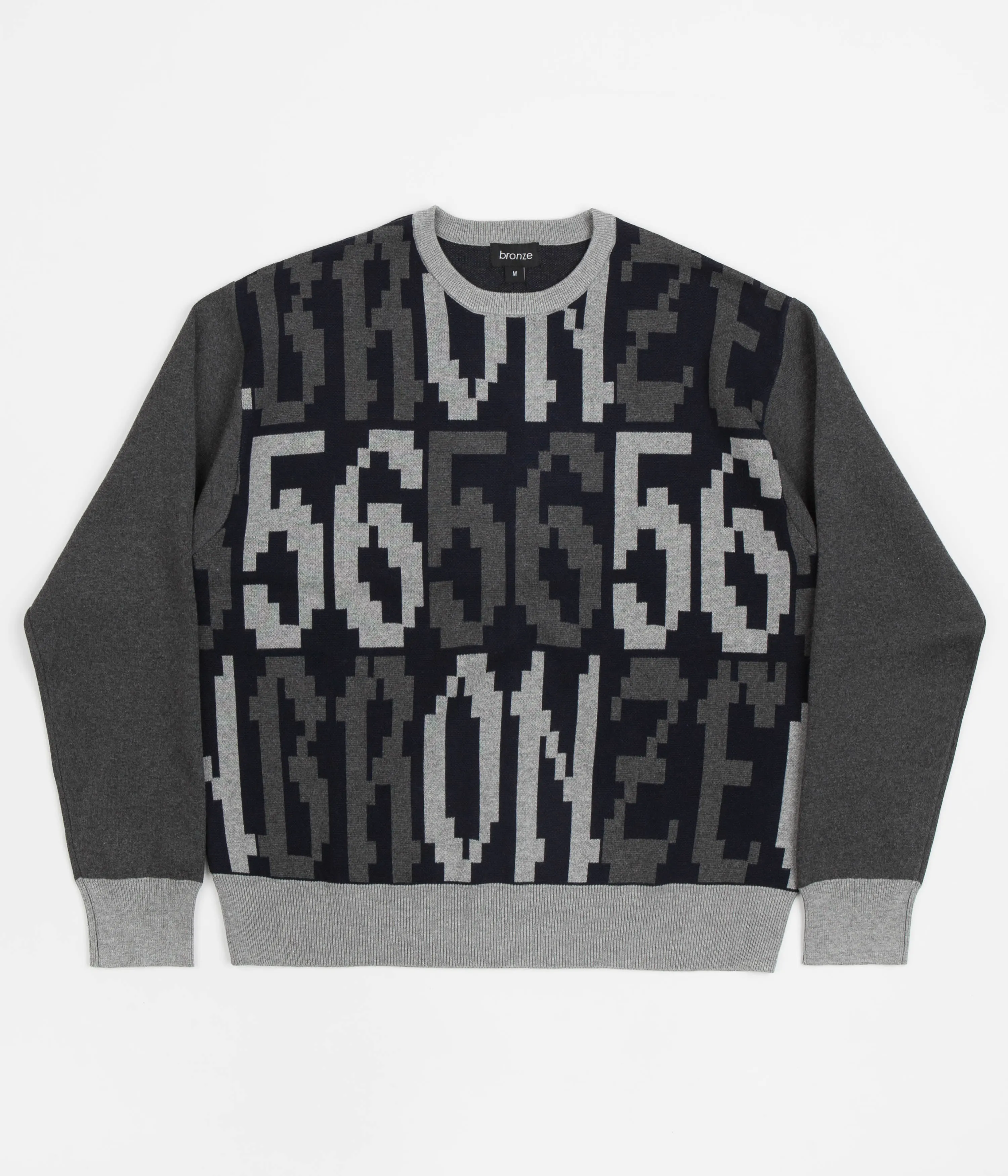 Bronze 56K Old E Crewneck Sweatshirt - Black / Grey Shiny Finish Trend Focus