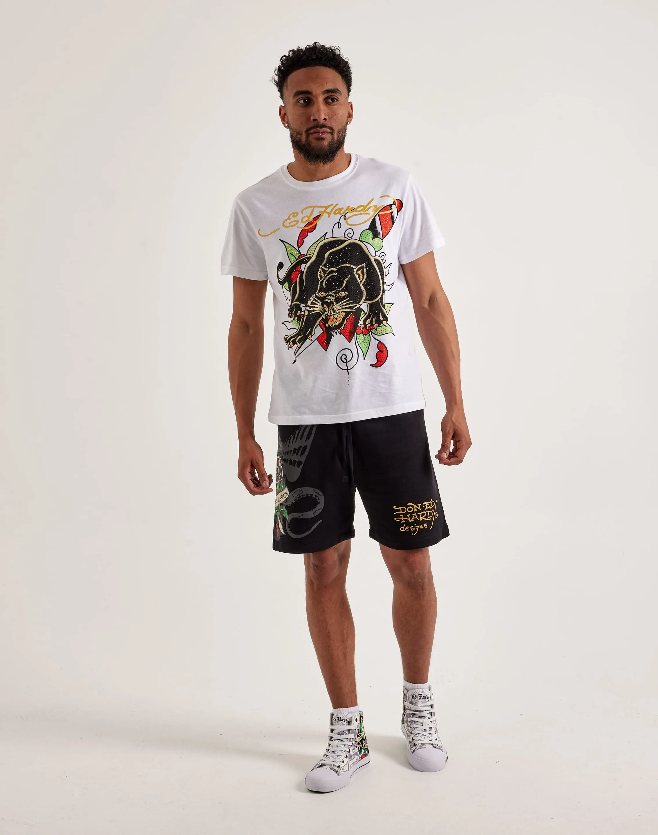 Ed Hardy Dagger Rose Fleece Shorts NonIrritating Seams