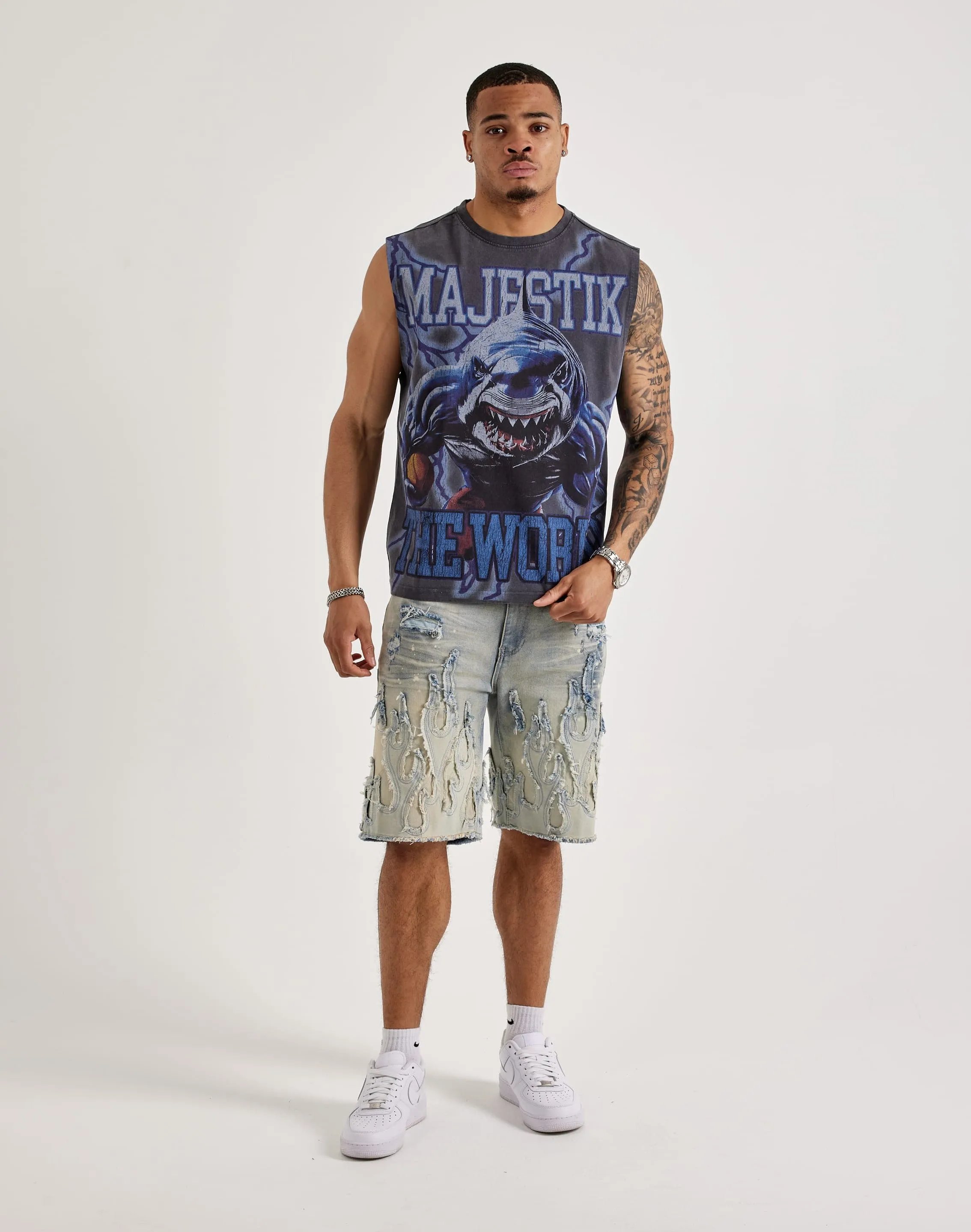 Scandi Clean Majestik World Shark Muscle Tee