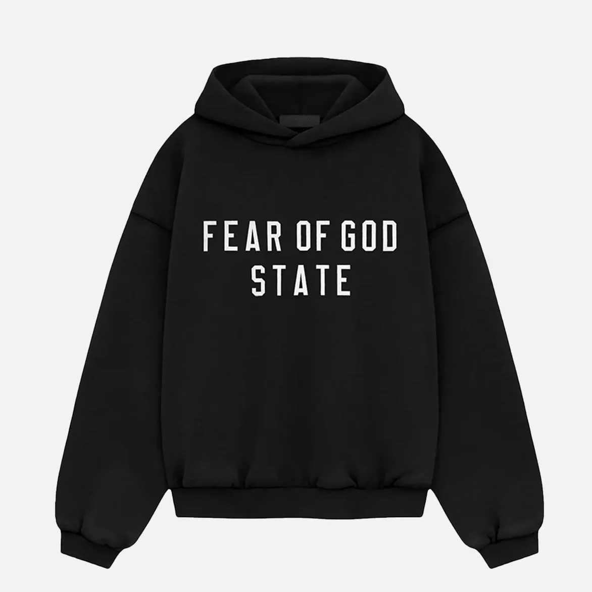 ESSENTIALS HEAVY FLEECE HOODIE - BLACK Ventilation Panels Urban Chic
