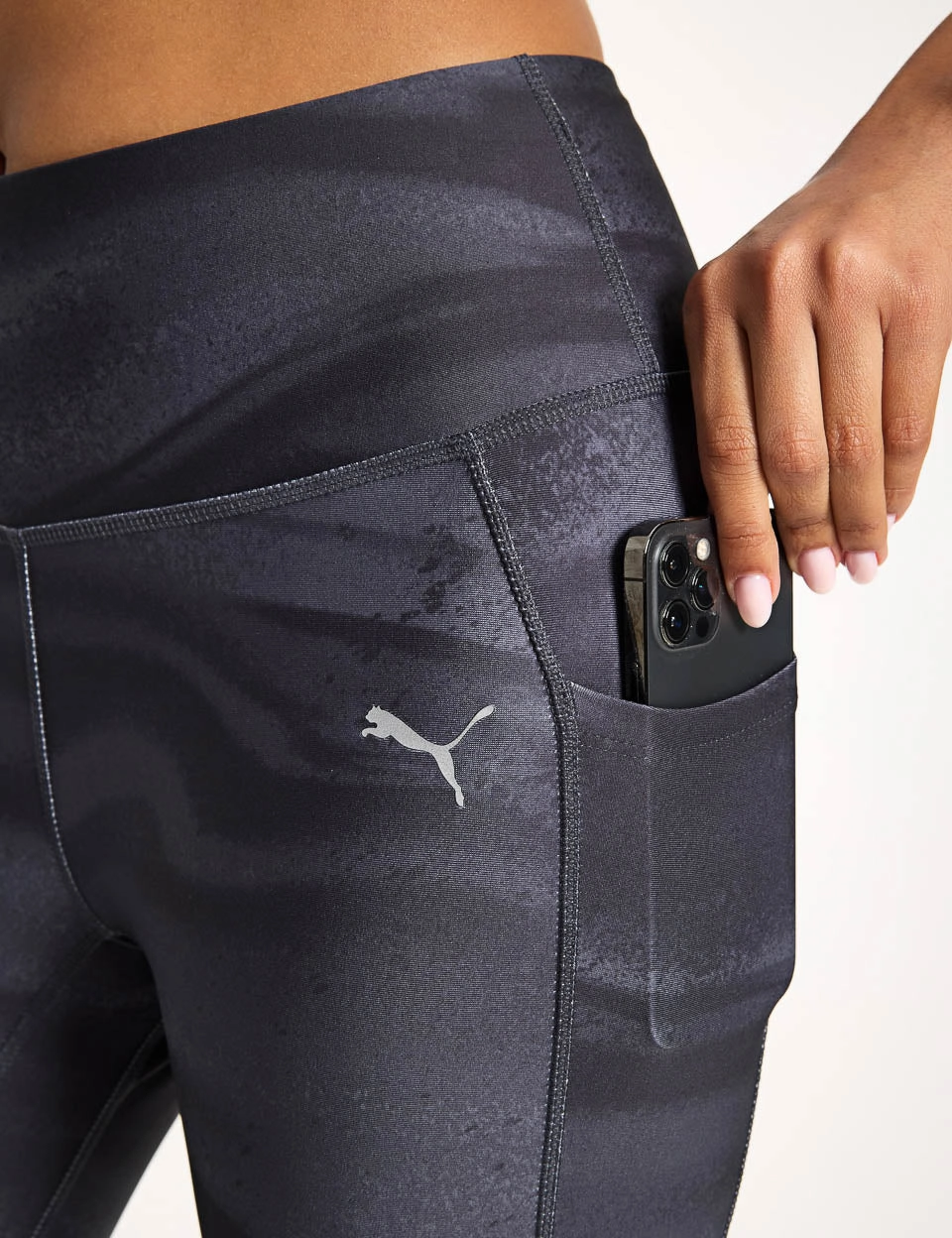 Ultra Light Cycling Trip Breathable Fabric Morning Stretch Run Velocity Print Tights - Black