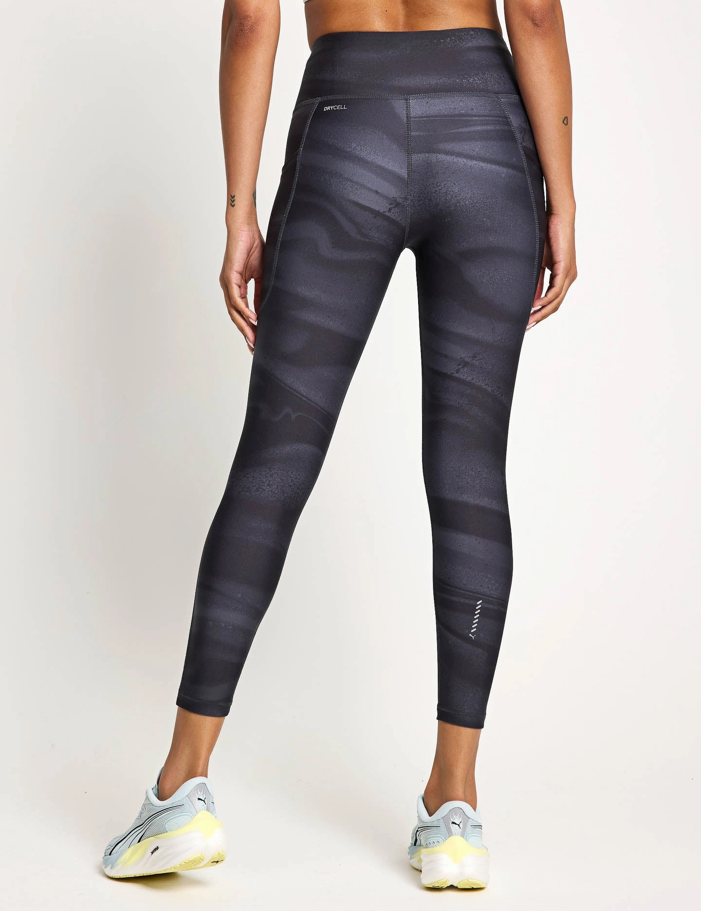 Skin Friendly Evening Walk Run Velocity Print Tights - Black