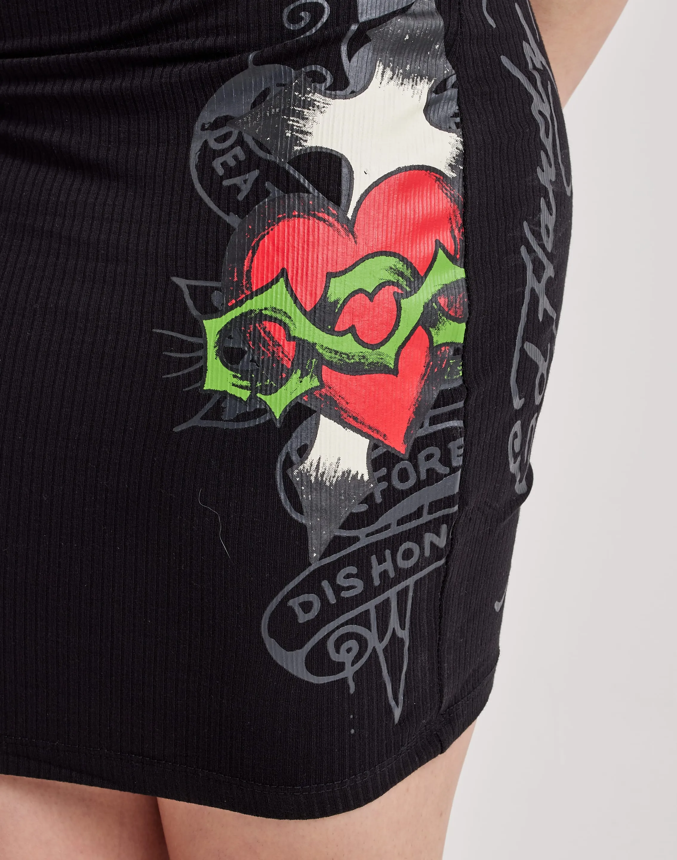 Ed Hardy Heart Wings Cut-Out Tank Dress DoubleLayeredEdging Pure Core