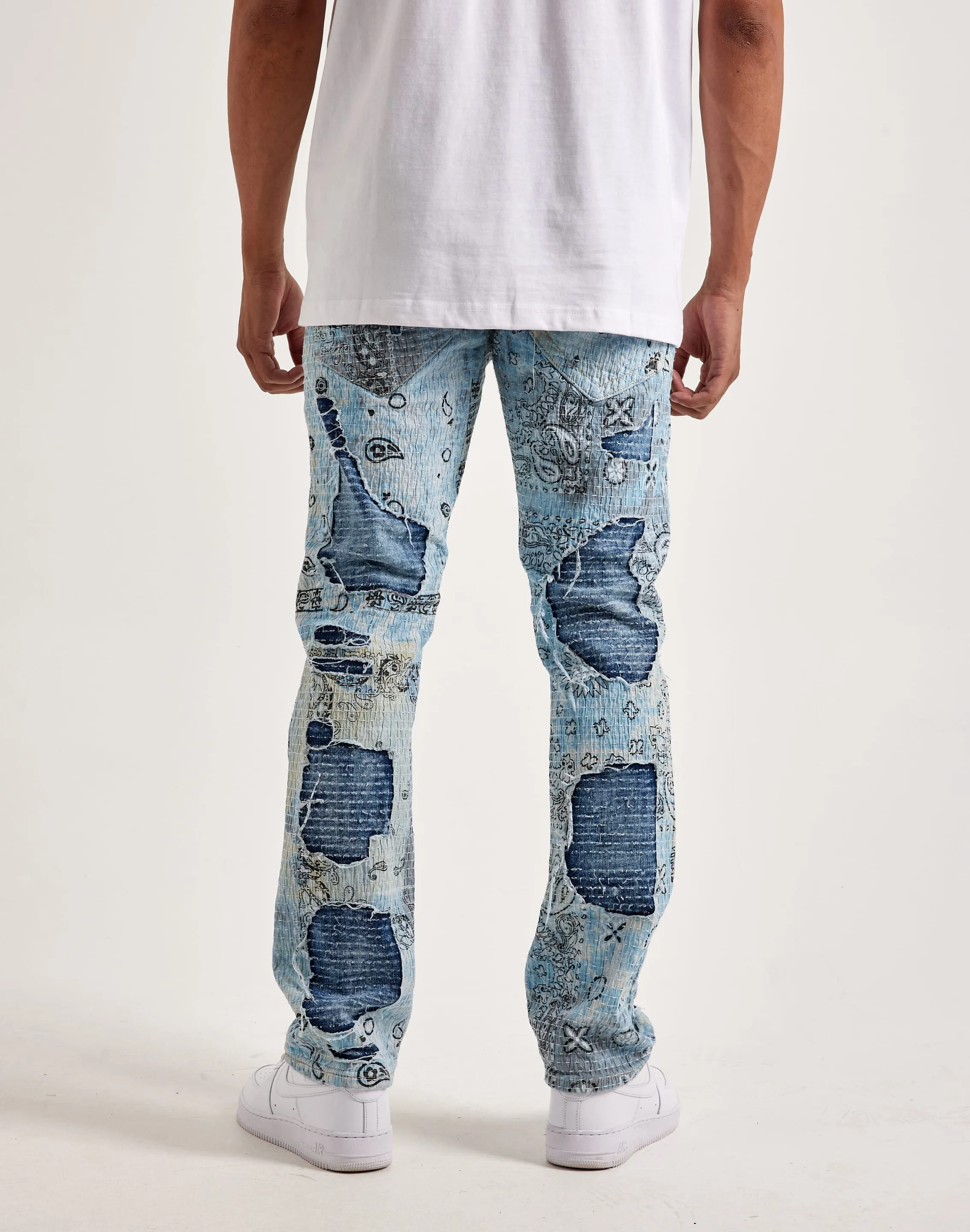 Smuggler's Moon Paisley-Print Denim Jeans Dynamic Glow