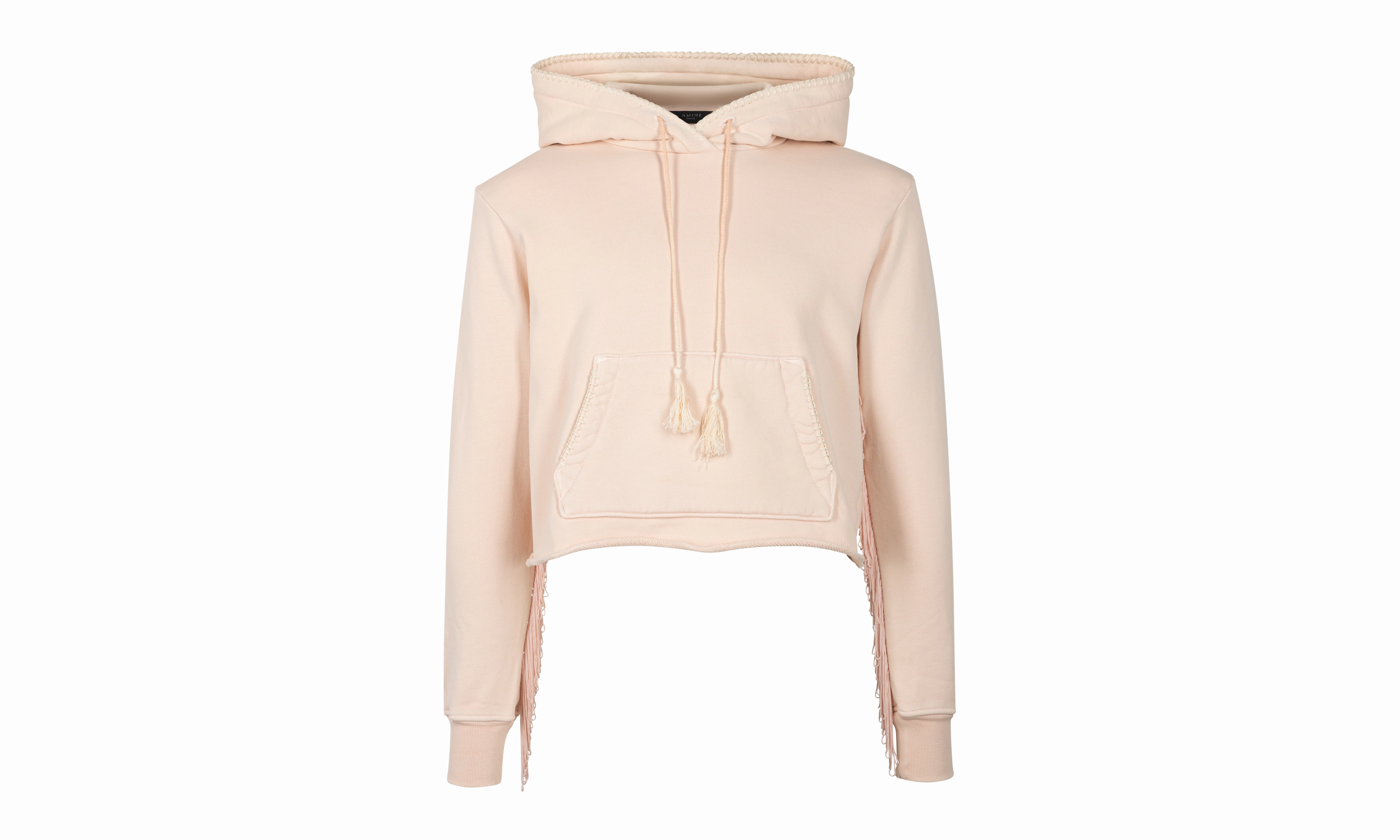 Fringe Cotton Hoodie "Beige"