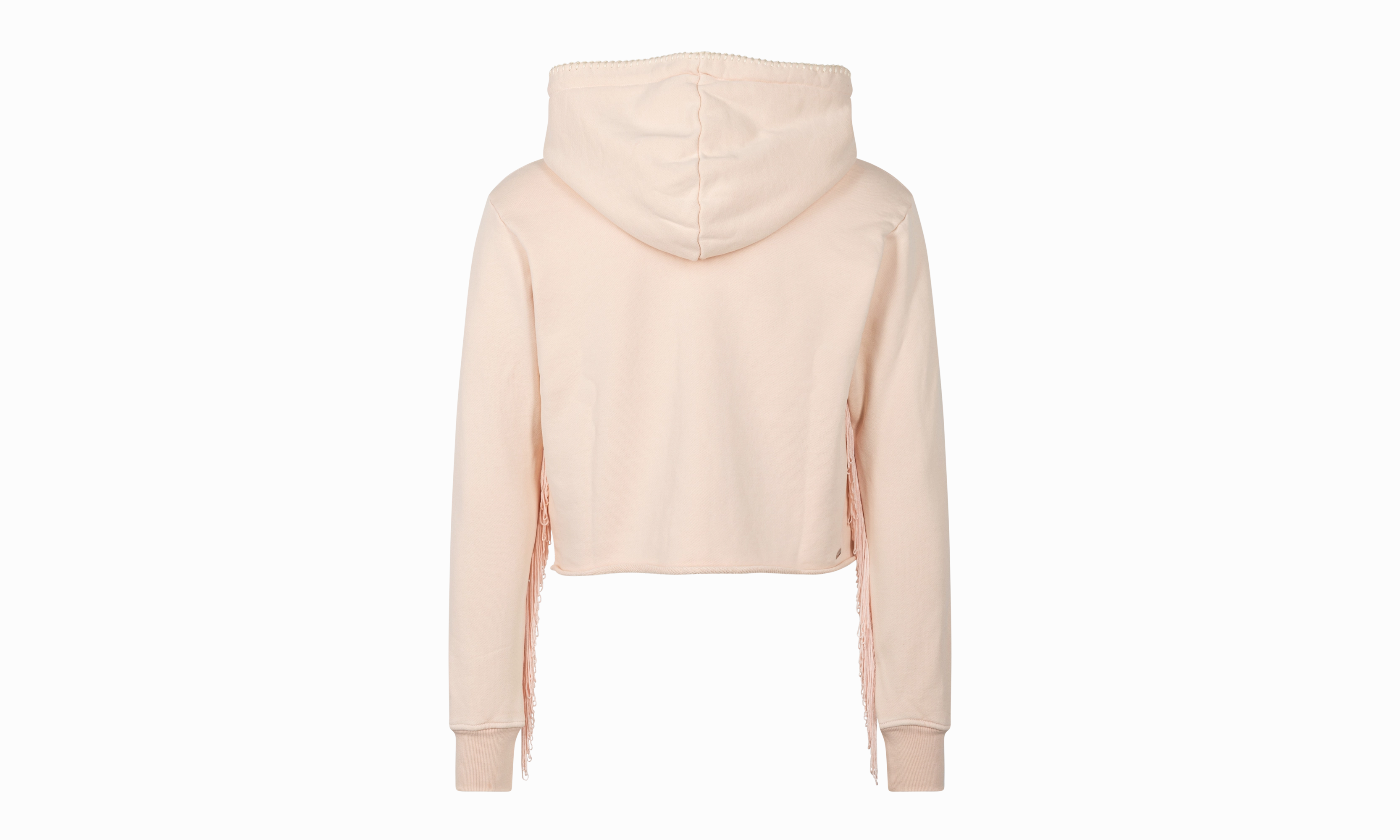 Fringe Cotton Hoodie "Beige"
