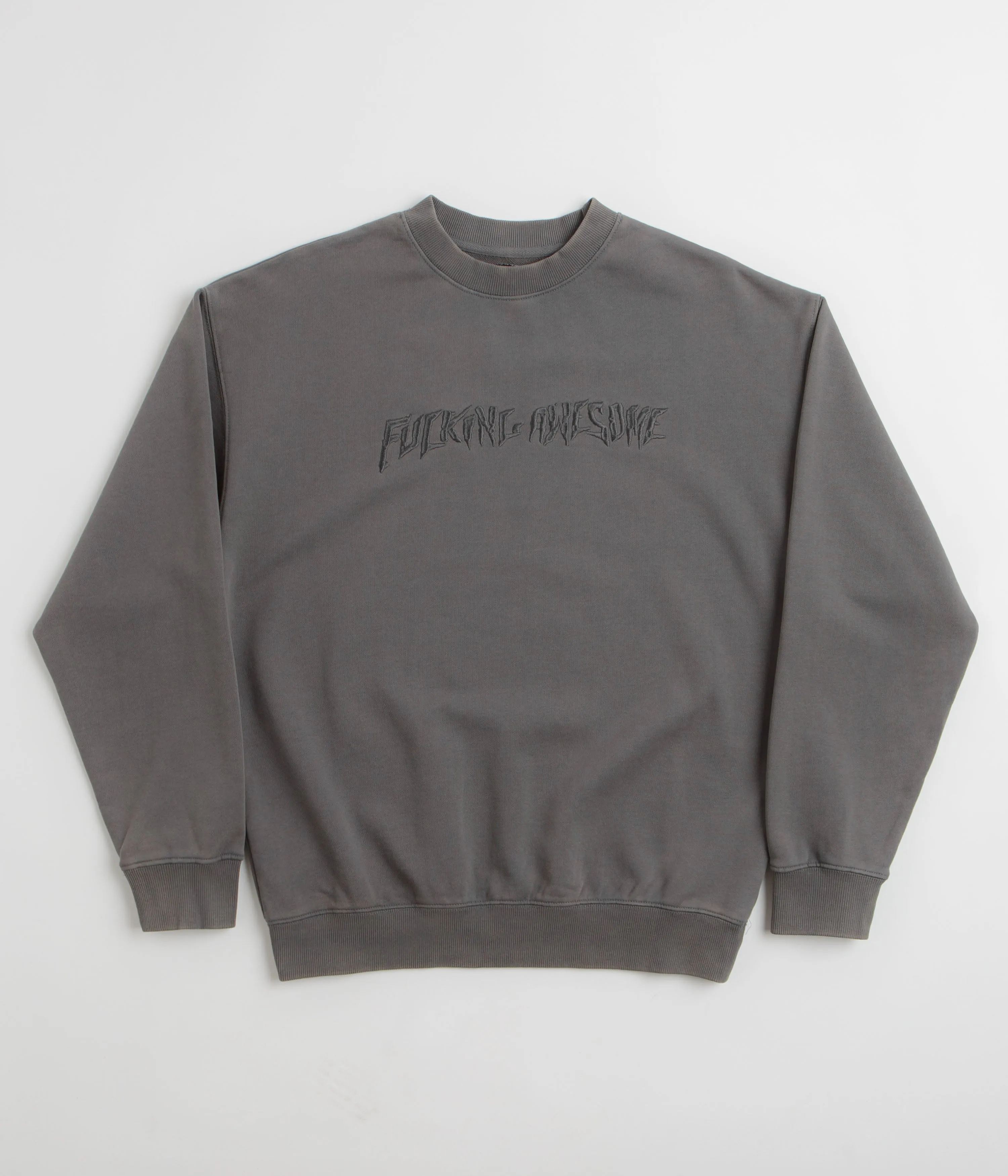Workout Gear Tweed Fucking Awesome Distressed Stamp Crewneck Sweatshirt - Black