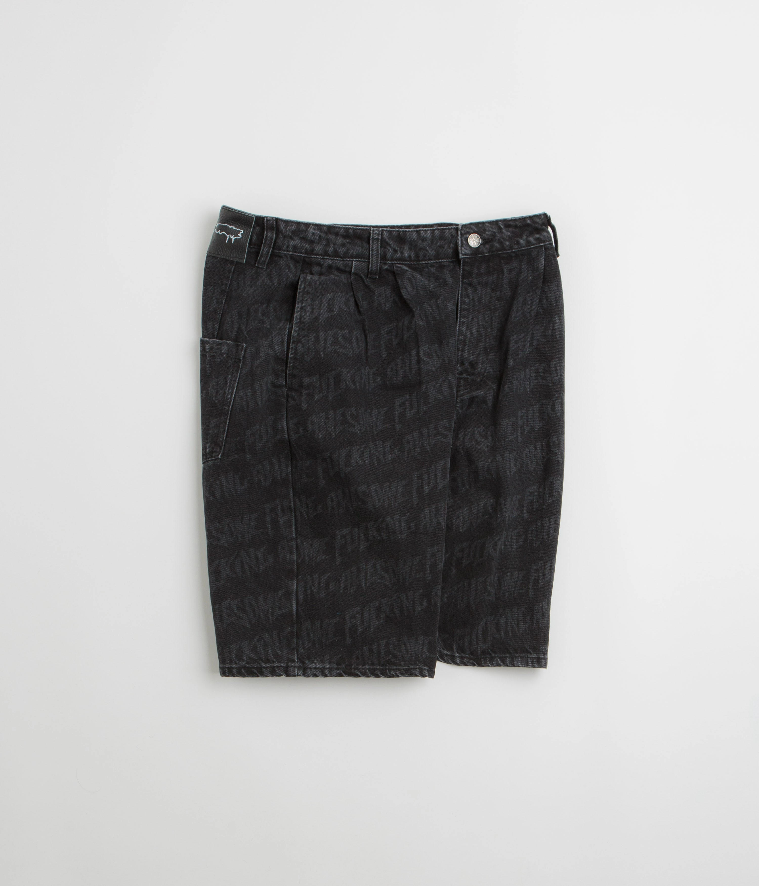 Fucking Awesome Baggy Pleated Denim Laser Shorts - Black Moisture Wicking Finish waterproof