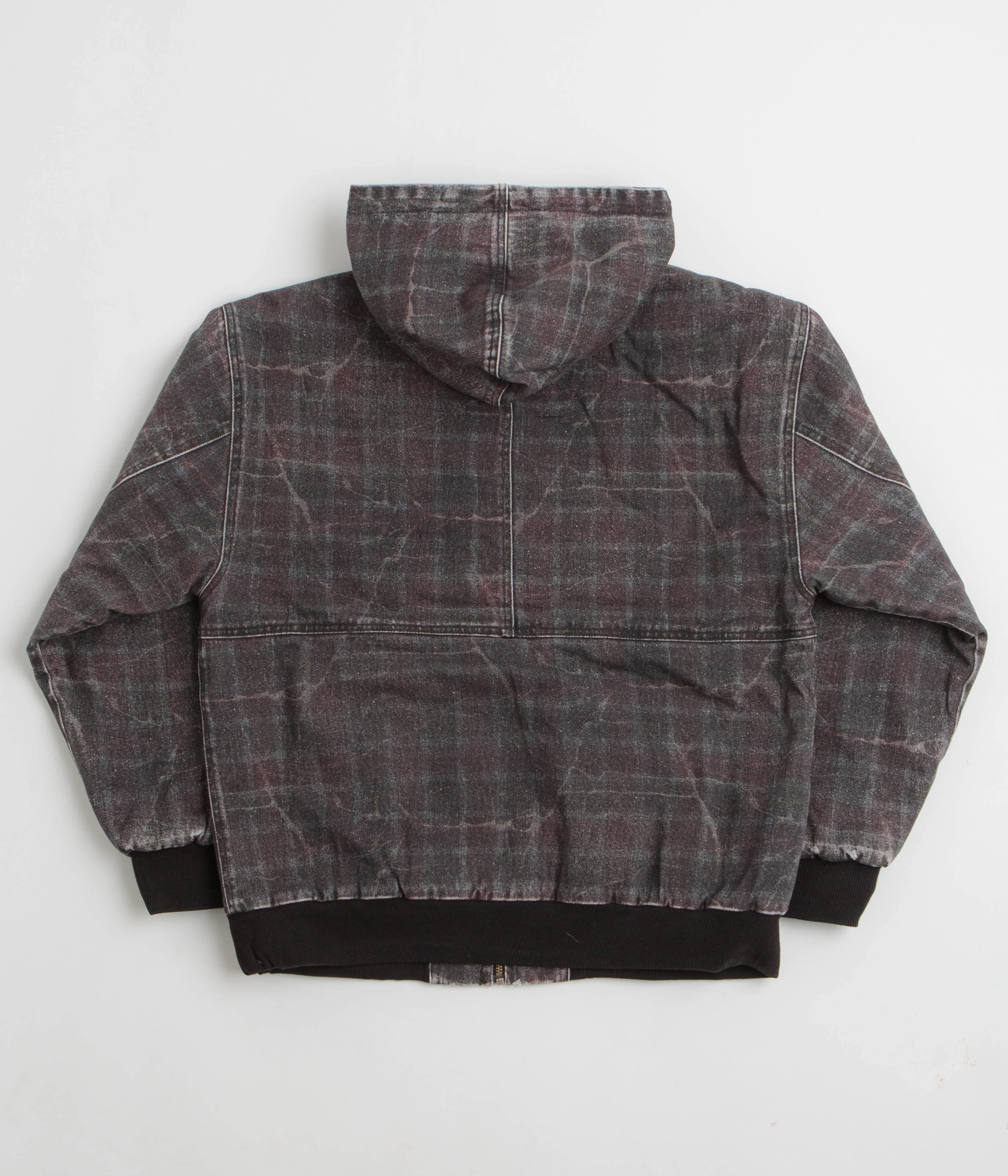 DoubleReinforced Zipper Fucking Awesome Distressed Plaid KO Work Jacket - Brown