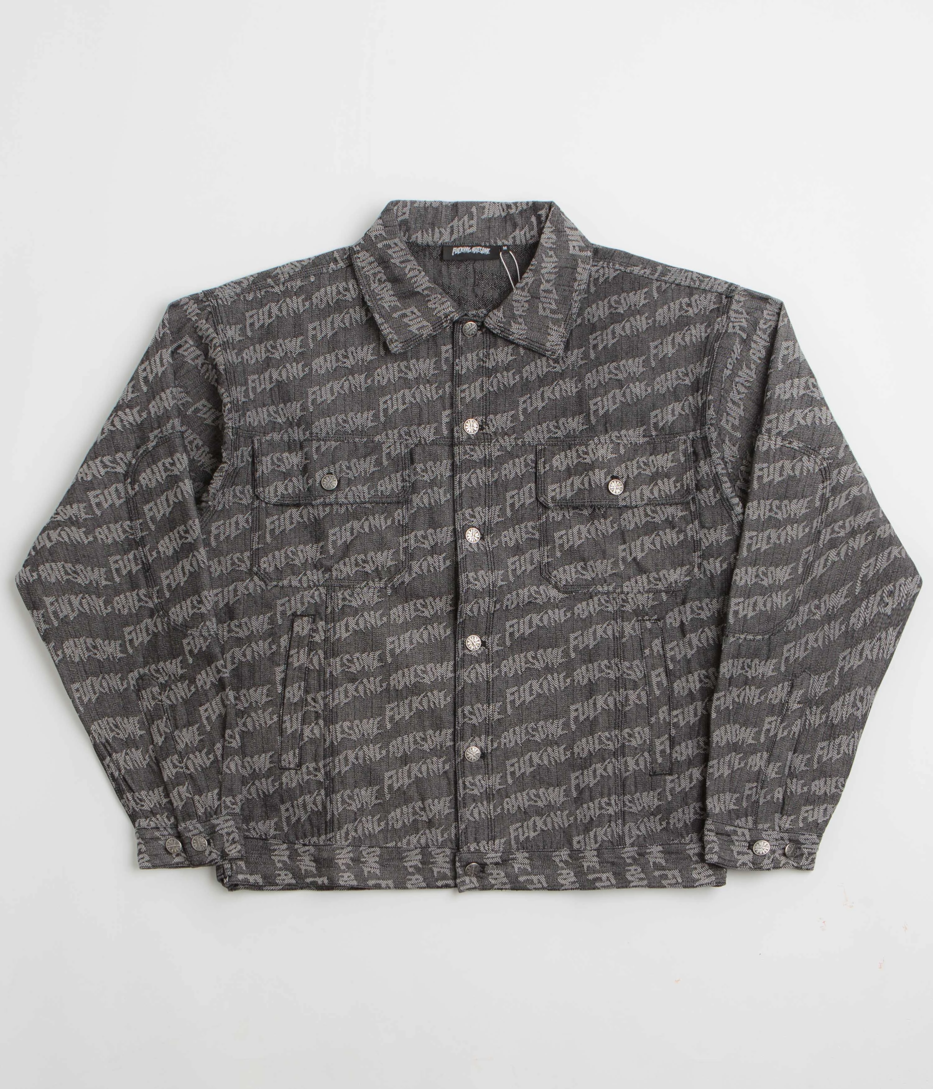 Fucking Awesome Herringbone Work Jacket - Black / Light Grey family trip