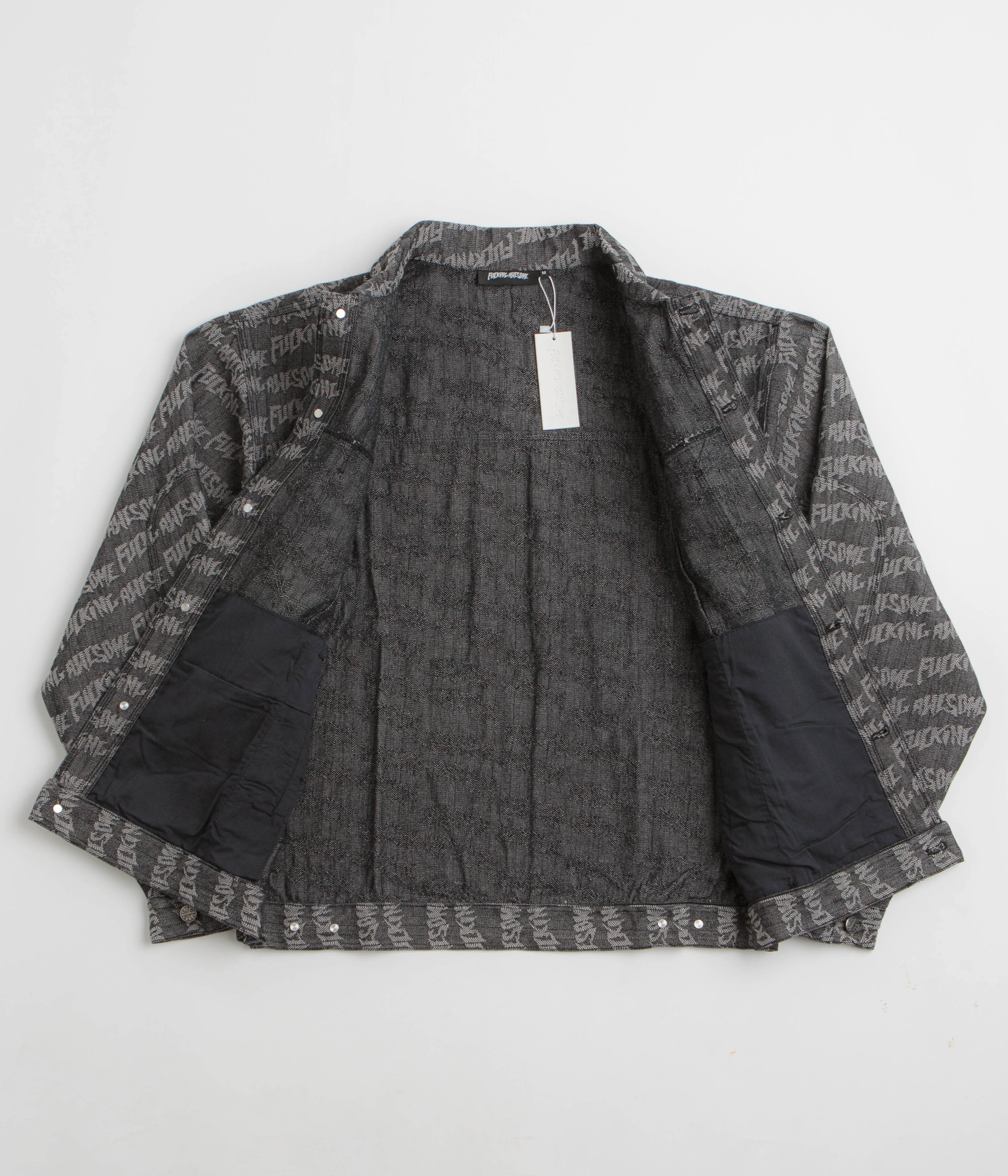 Wind Resistant Design Fucking Awesome Herringbone Work Jacket - Black / Light Grey
